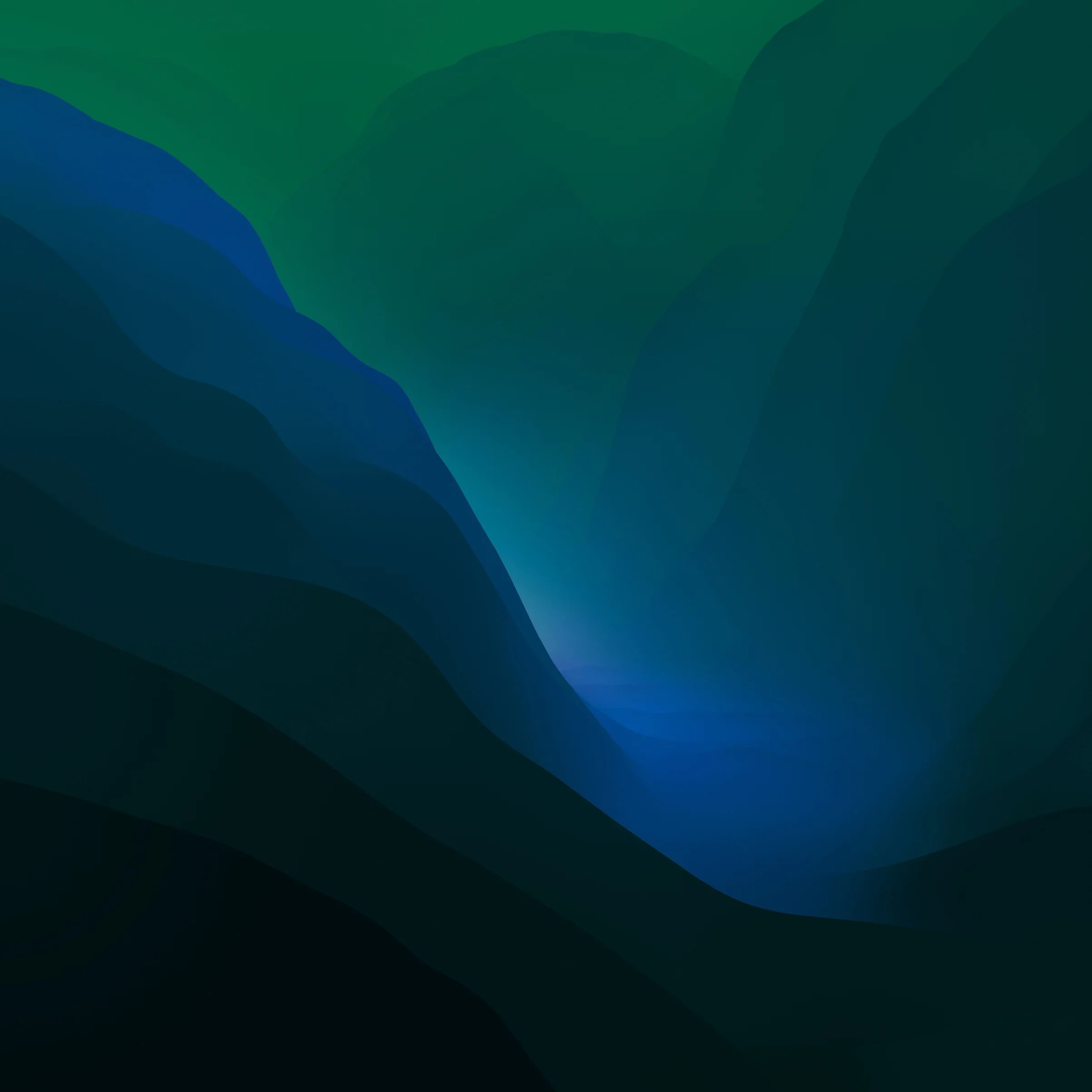 macOS Abstract Wave Wallpaper in Deep Teal & Blue