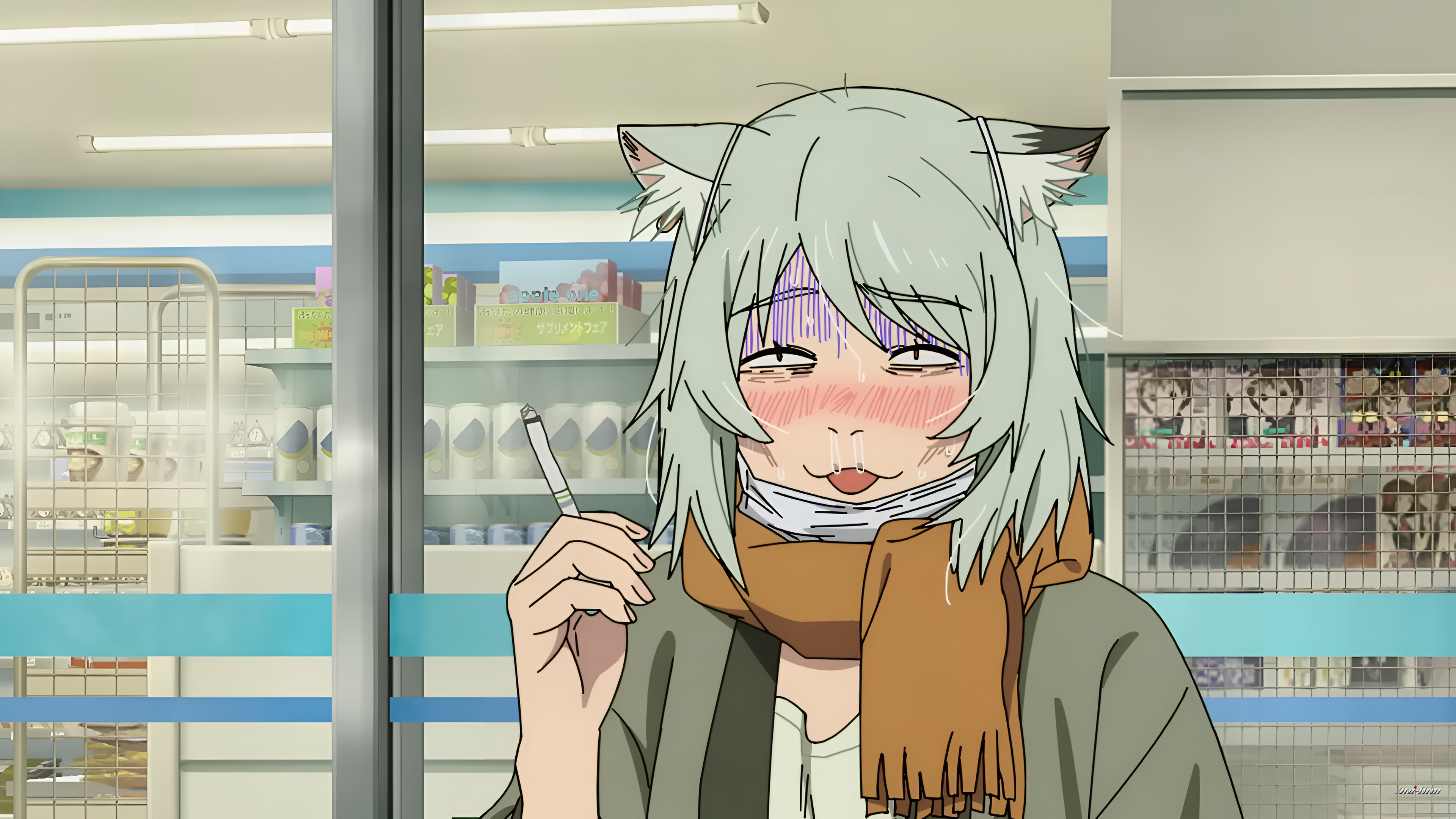 Yaniko Chainsmoker Cat Anime Wallpaper 4K