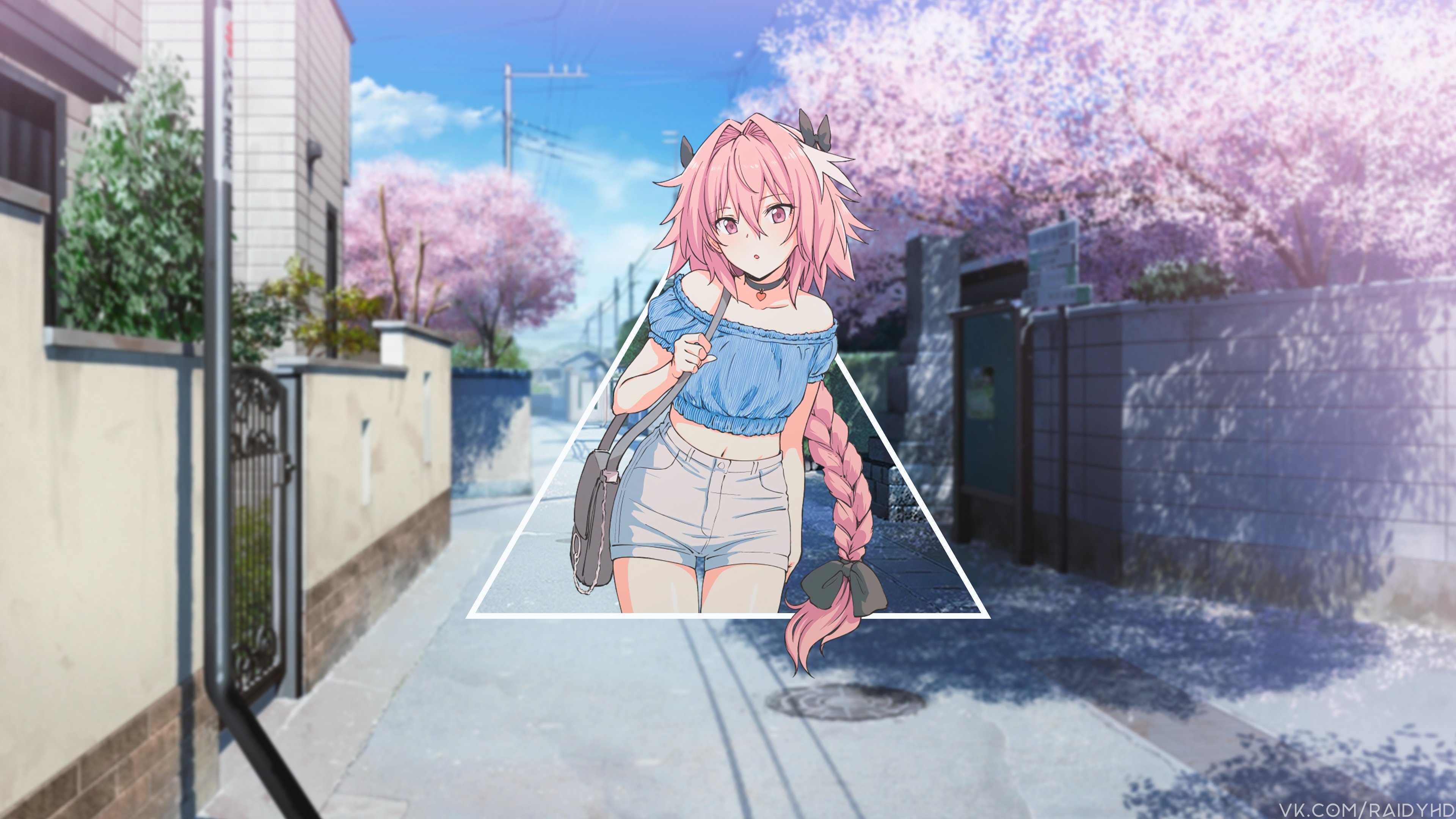 Astolfo Femboy Anime Wallpaper Cherry Blossom Street