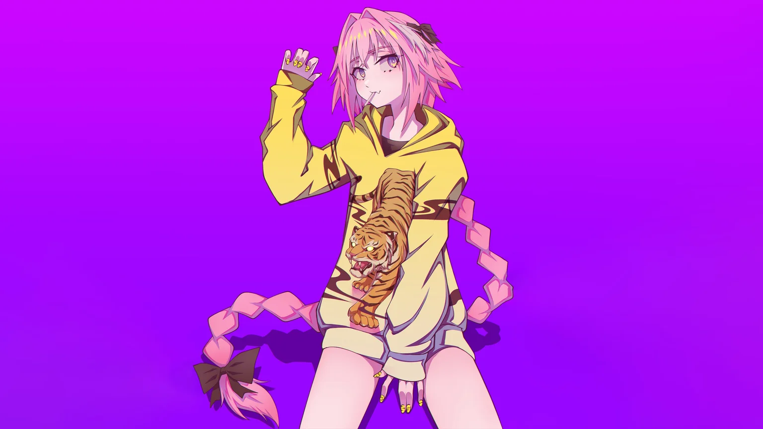 Astolfo Femboy Tiger Hoodie 4K Anime Wallpaper
