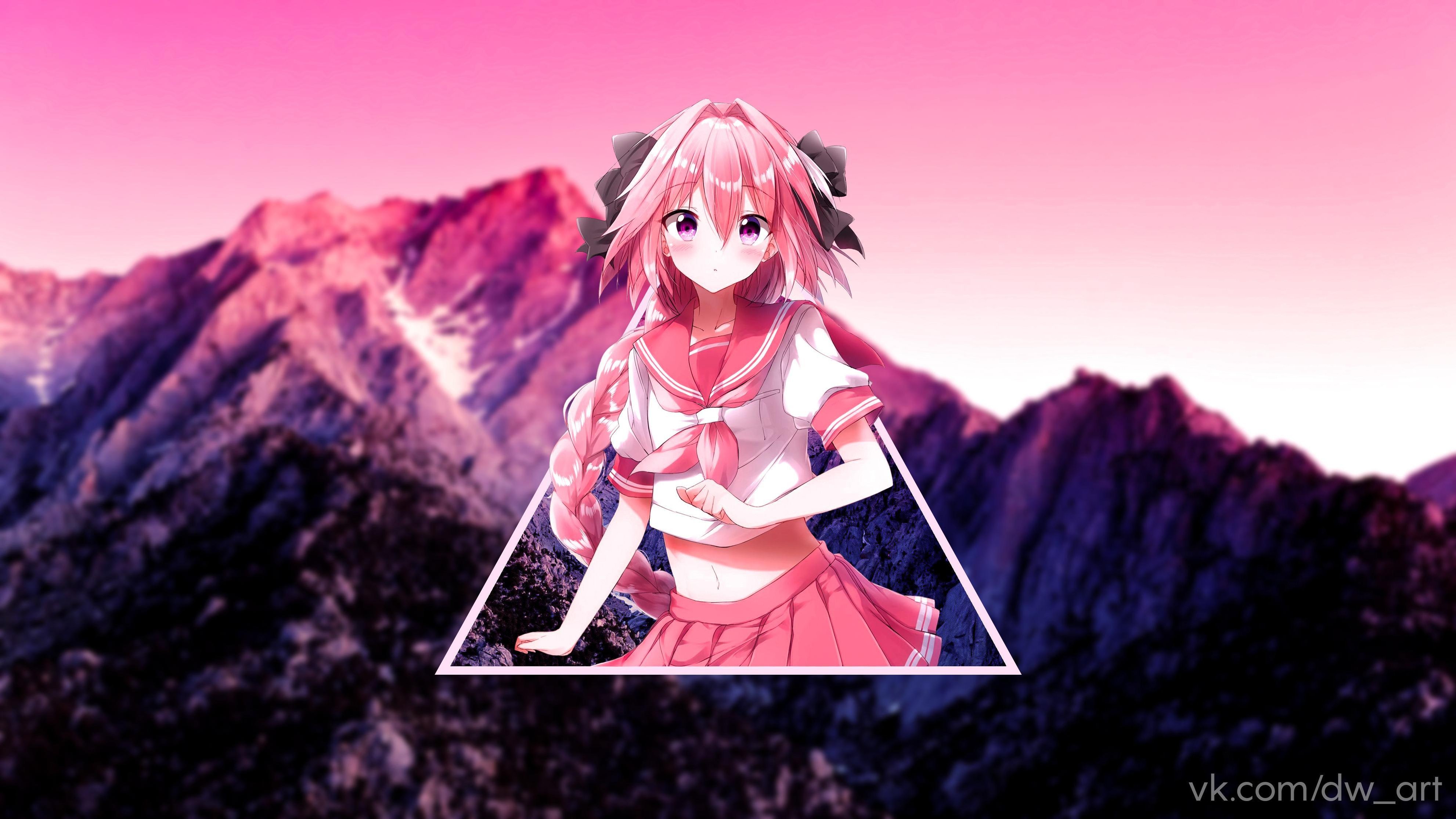 Astolfo Femboy Anime 4K Mountain Wallpaper
