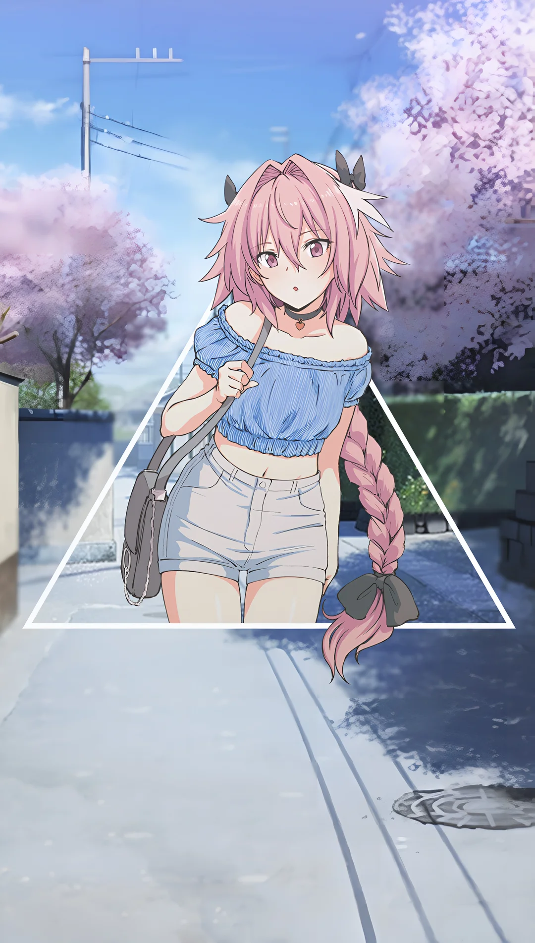 Astolfo Femboy Anime Wallpaper Cherry Blossom Street
