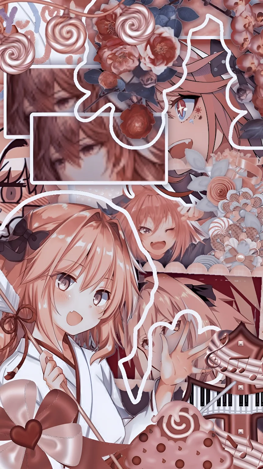 Astolfo Femboy Aesthetic Collage Wallpaper 4K