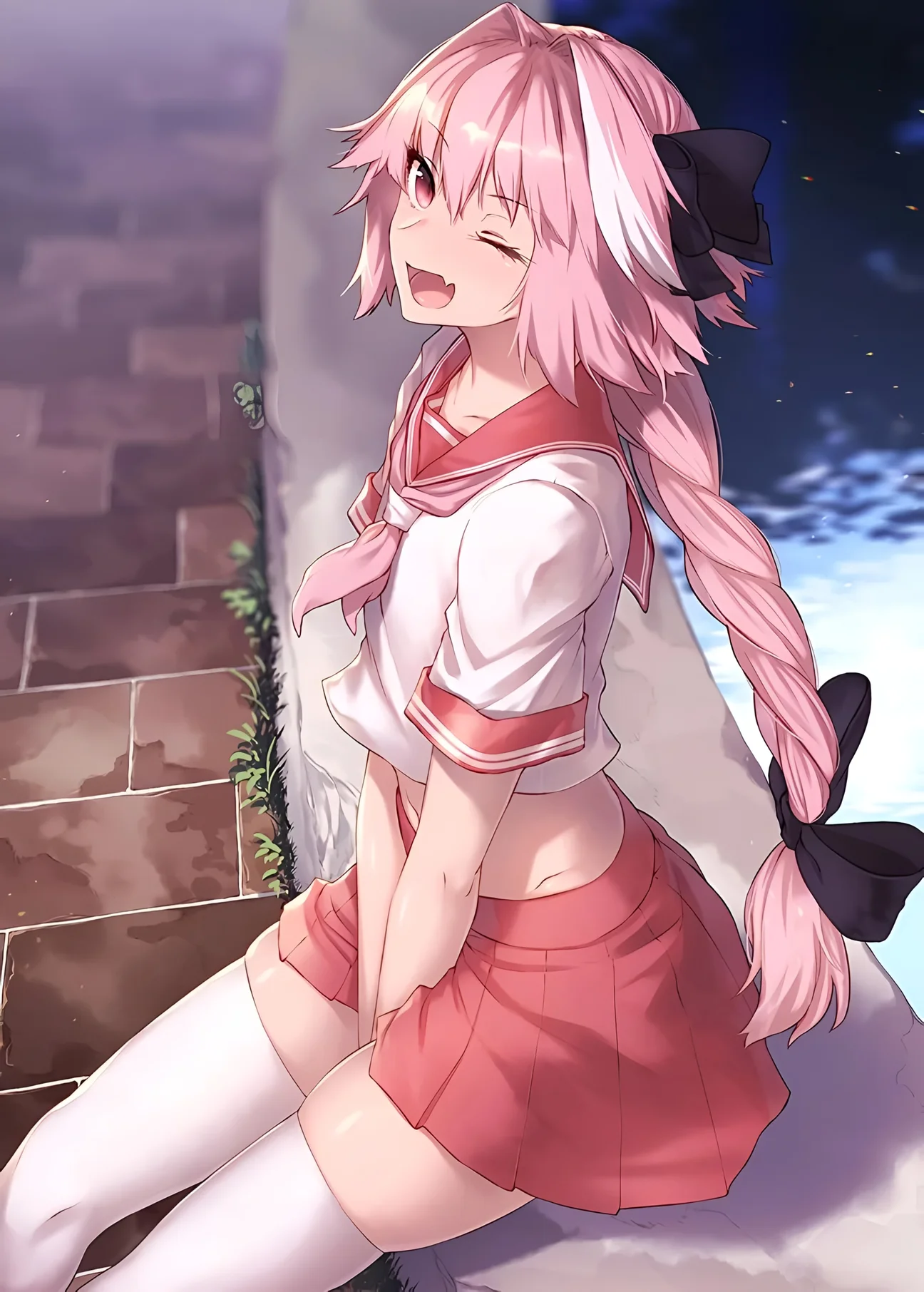 Astolfo Femboy Anime Wallpaper Pink School Uniform