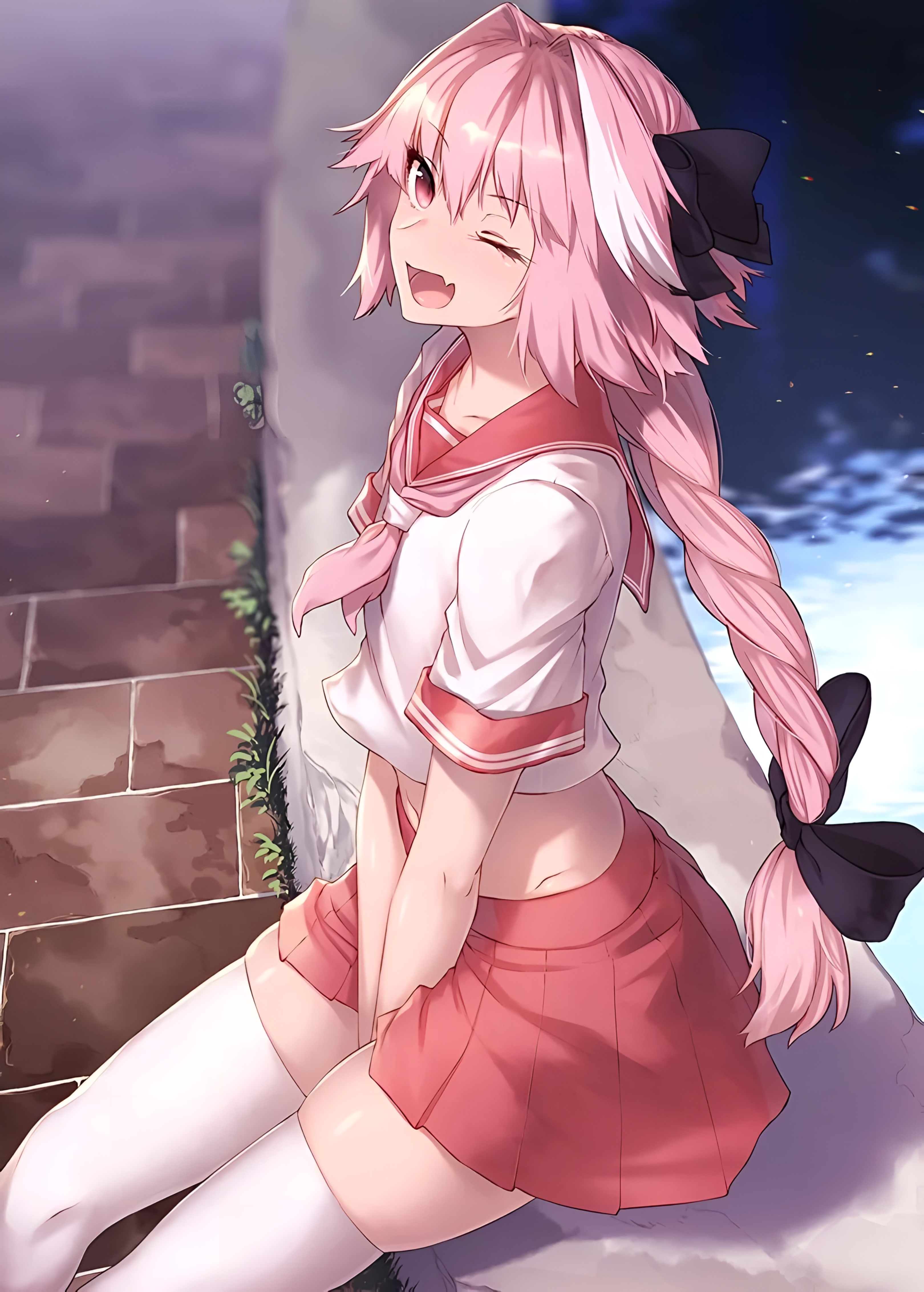 Astolfo Femboy Anime Wallpaper Pink School Uniform