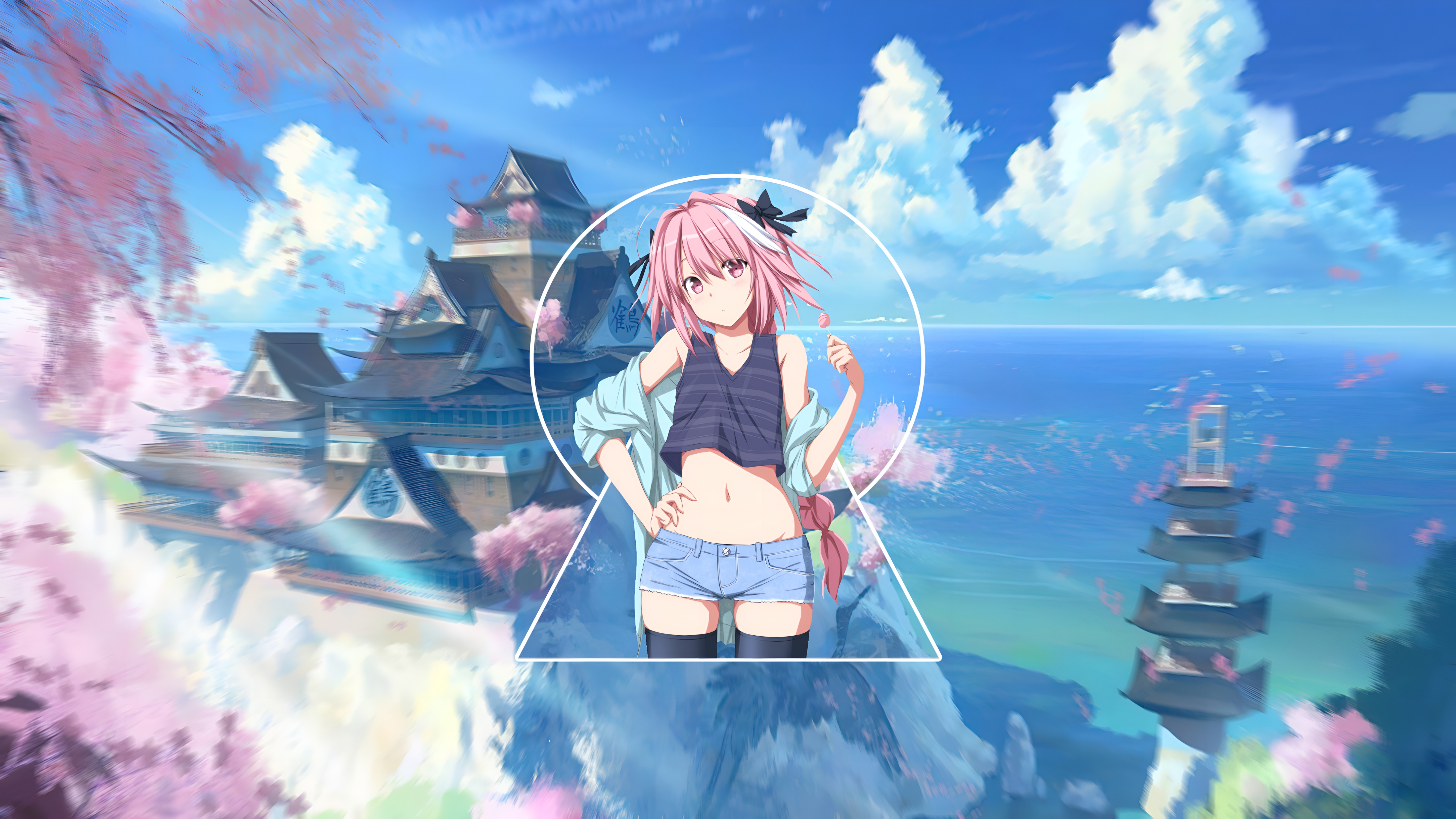 Astolfo Femboy Anime 4K Wallpaper Japan Scenery