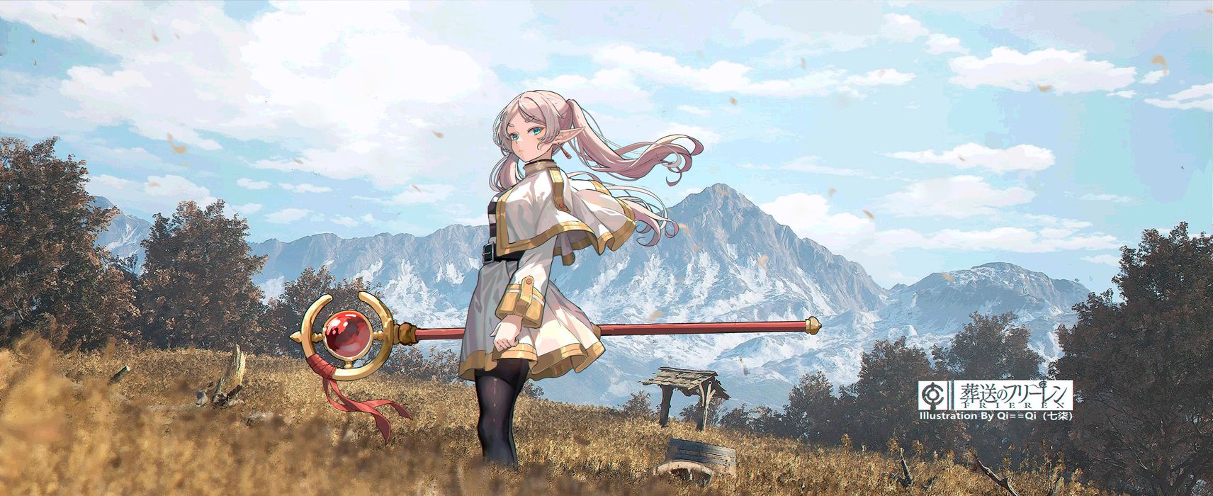 טפט אנימה 4K של פרירן בנוף הרים