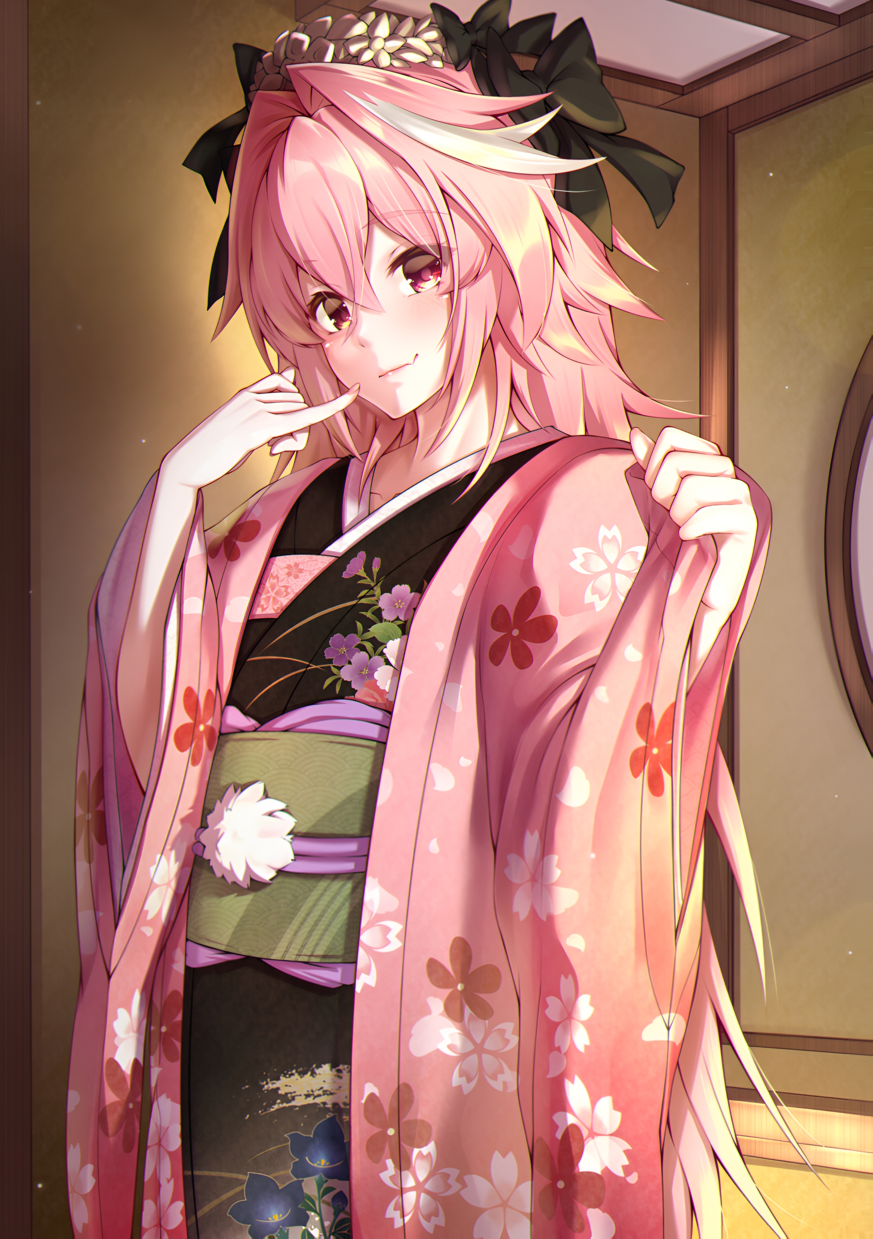 Astolfo Femboy Kimono Anime Wallpaper 4K