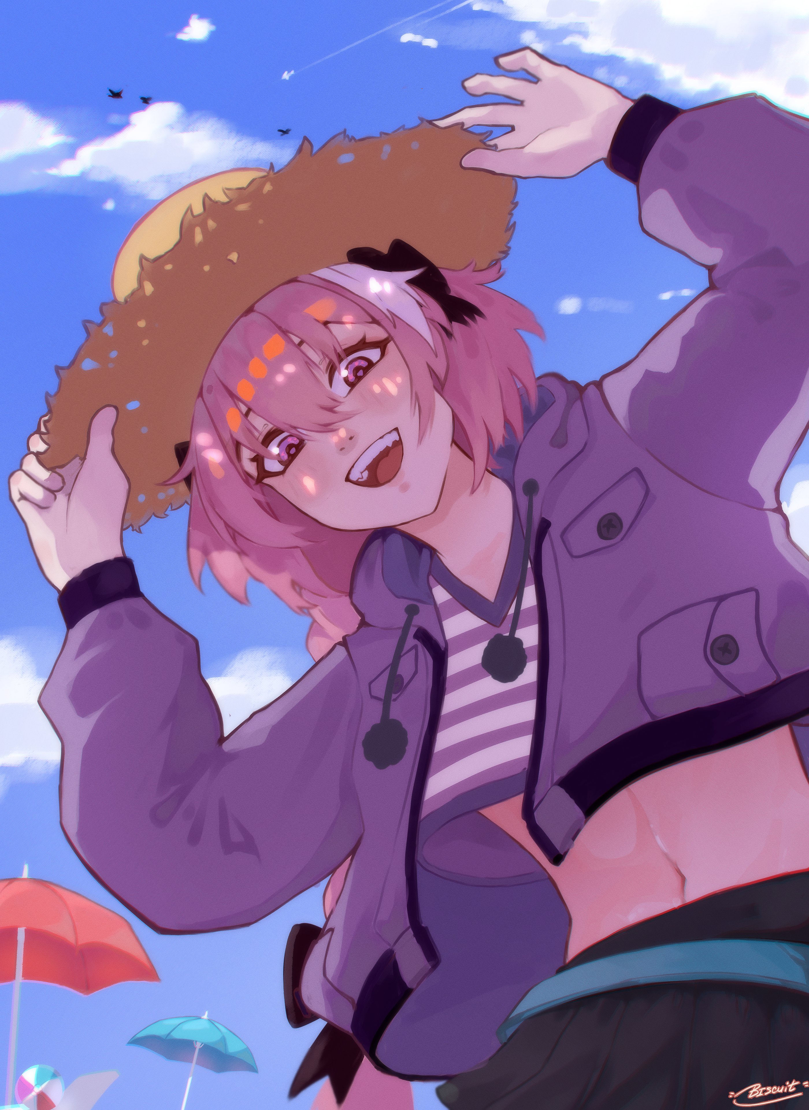Astolfo Femboy Beach Day Anime Wallpaper 4K