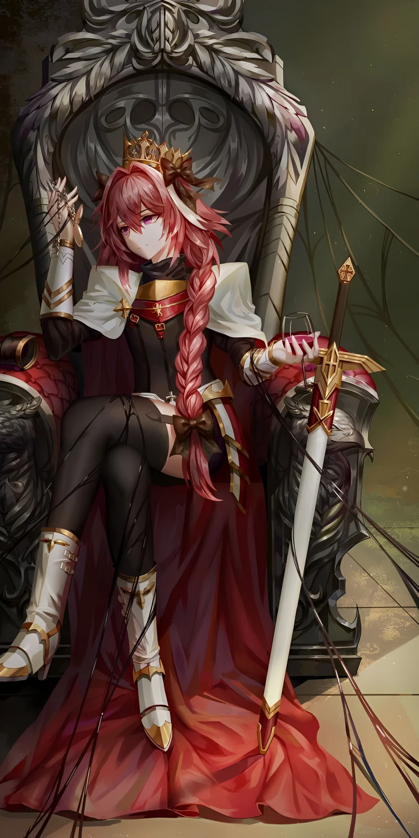 Astolfo Femboy König Thron Wallpaper 4K