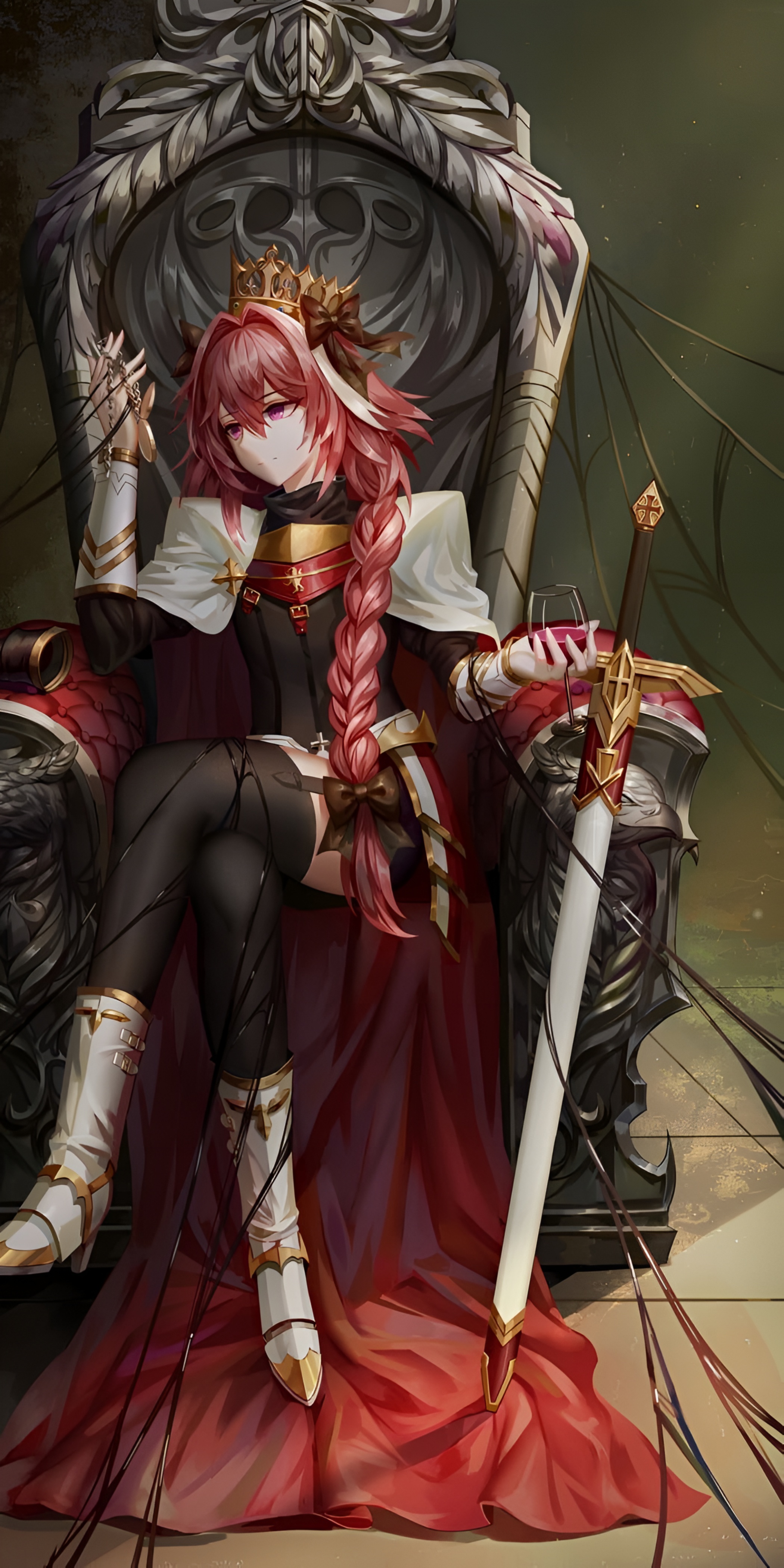 Astolfo Femboy King Throne Wallpaper 4K