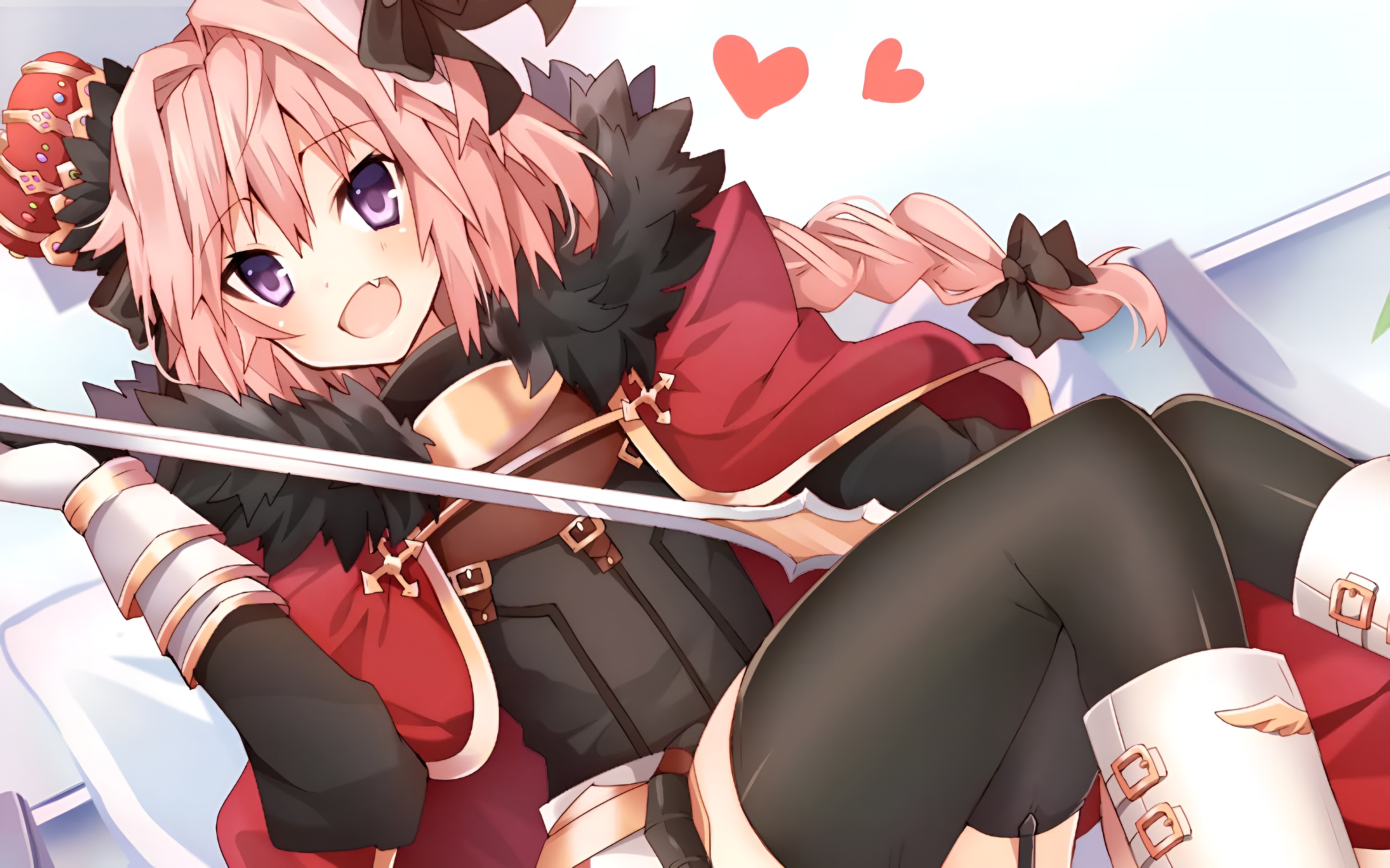 Astolfo Femboy Anime Warrior 4K Wallpaper