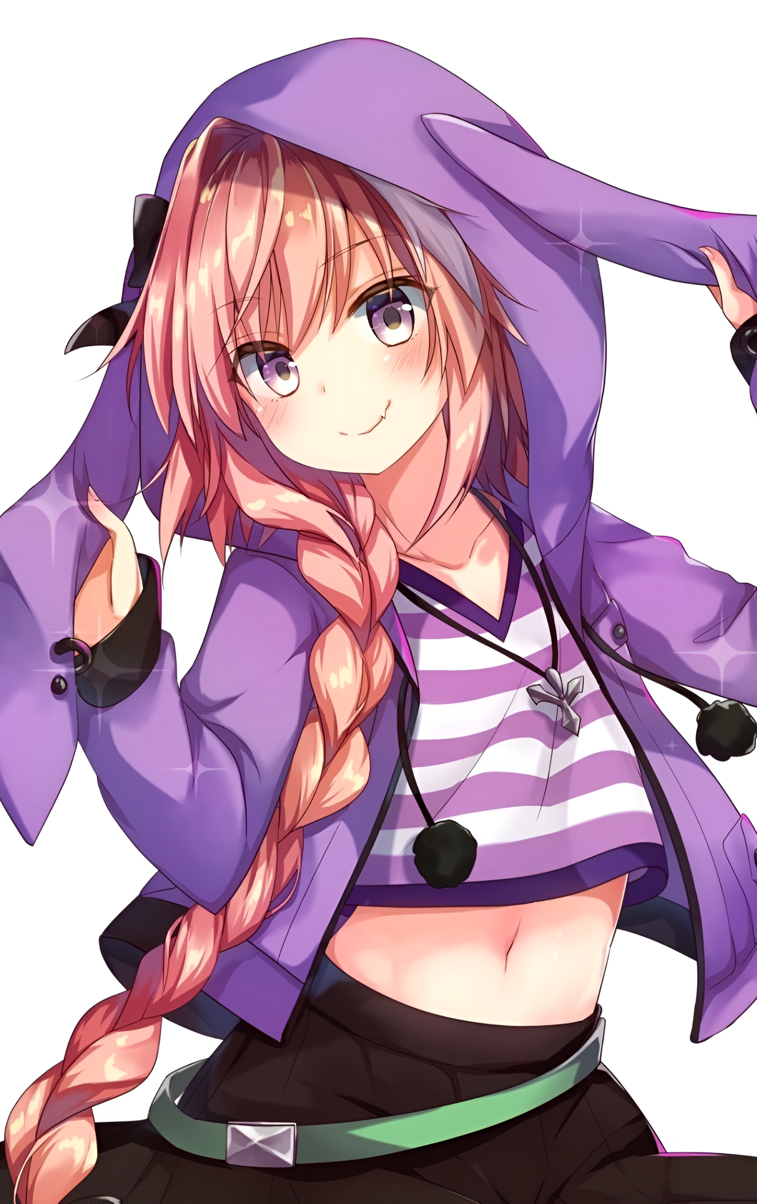 Astolfo Femboy Anime Wallpaper Purple Hood 4K