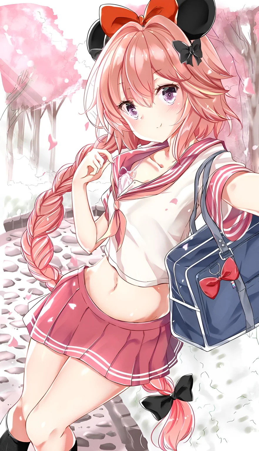 Astolfo Femboy Anime Hintergrundbild Kirschblüte Schule