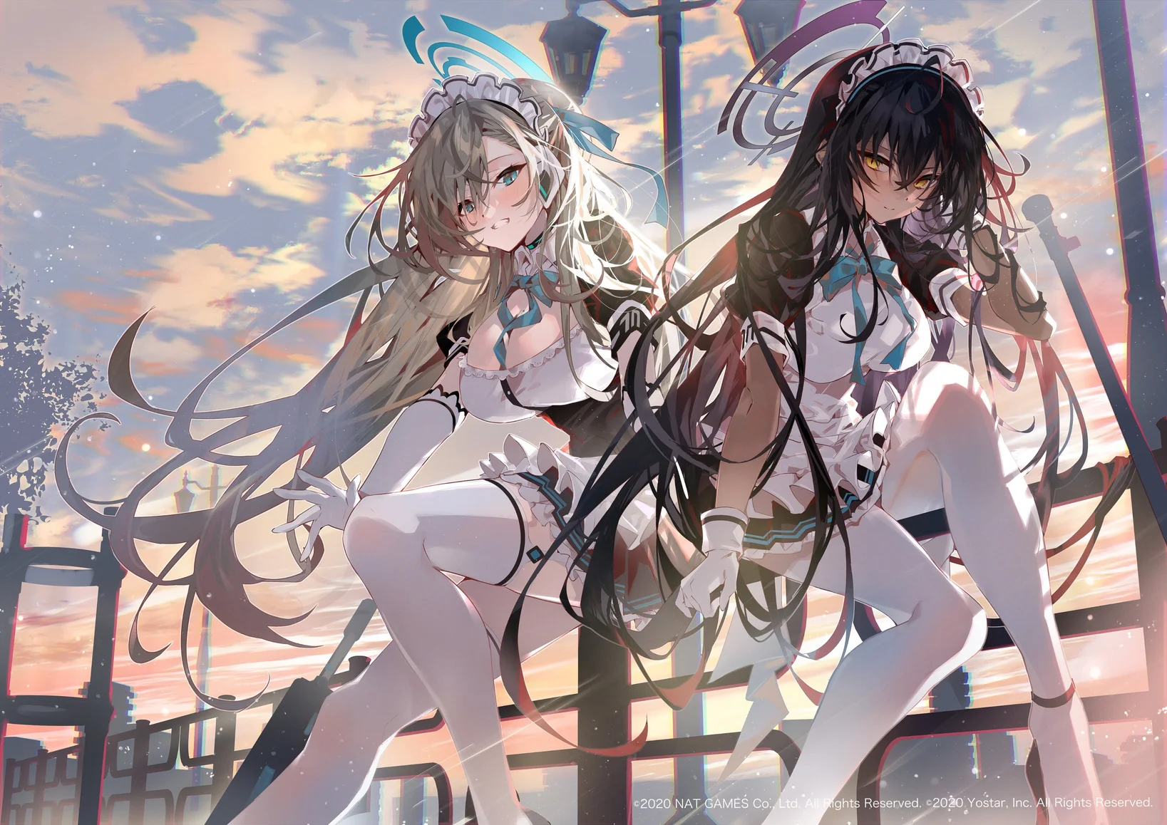 Blue Archive Ichinose Asuna & Kakudate Karin Maid Wallpaper 4K