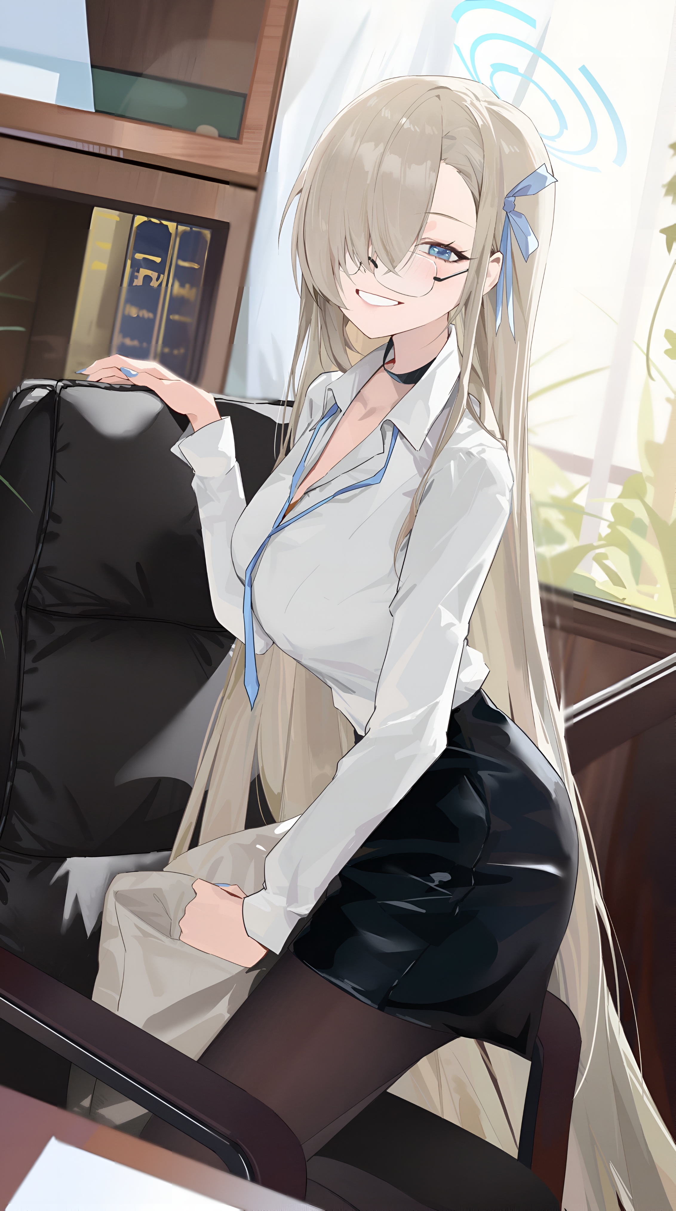 Ichinose Asuna Blue Archive Office Wallpaper