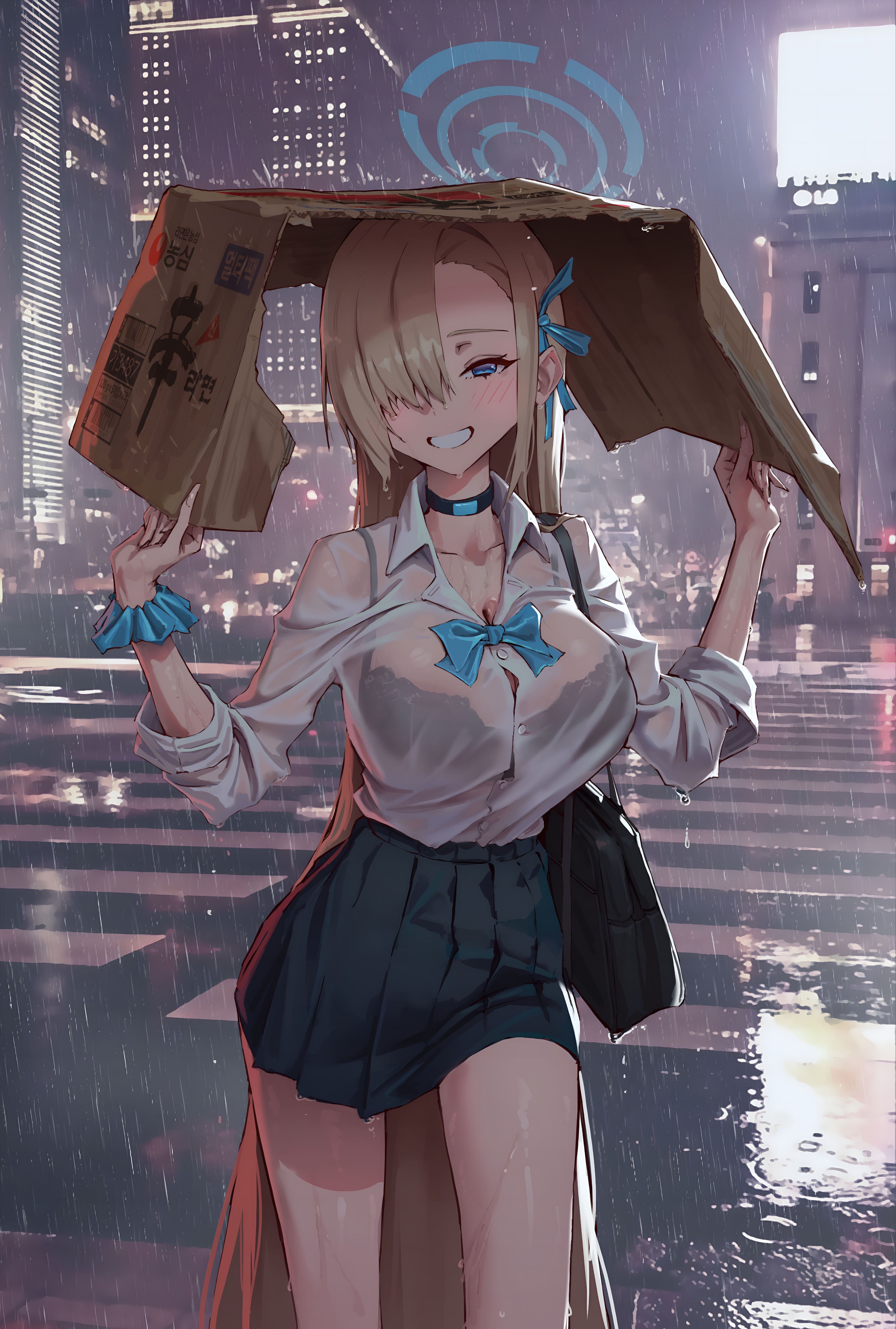 Ichinose Asuna Rain City Wallpaper Blue Archive