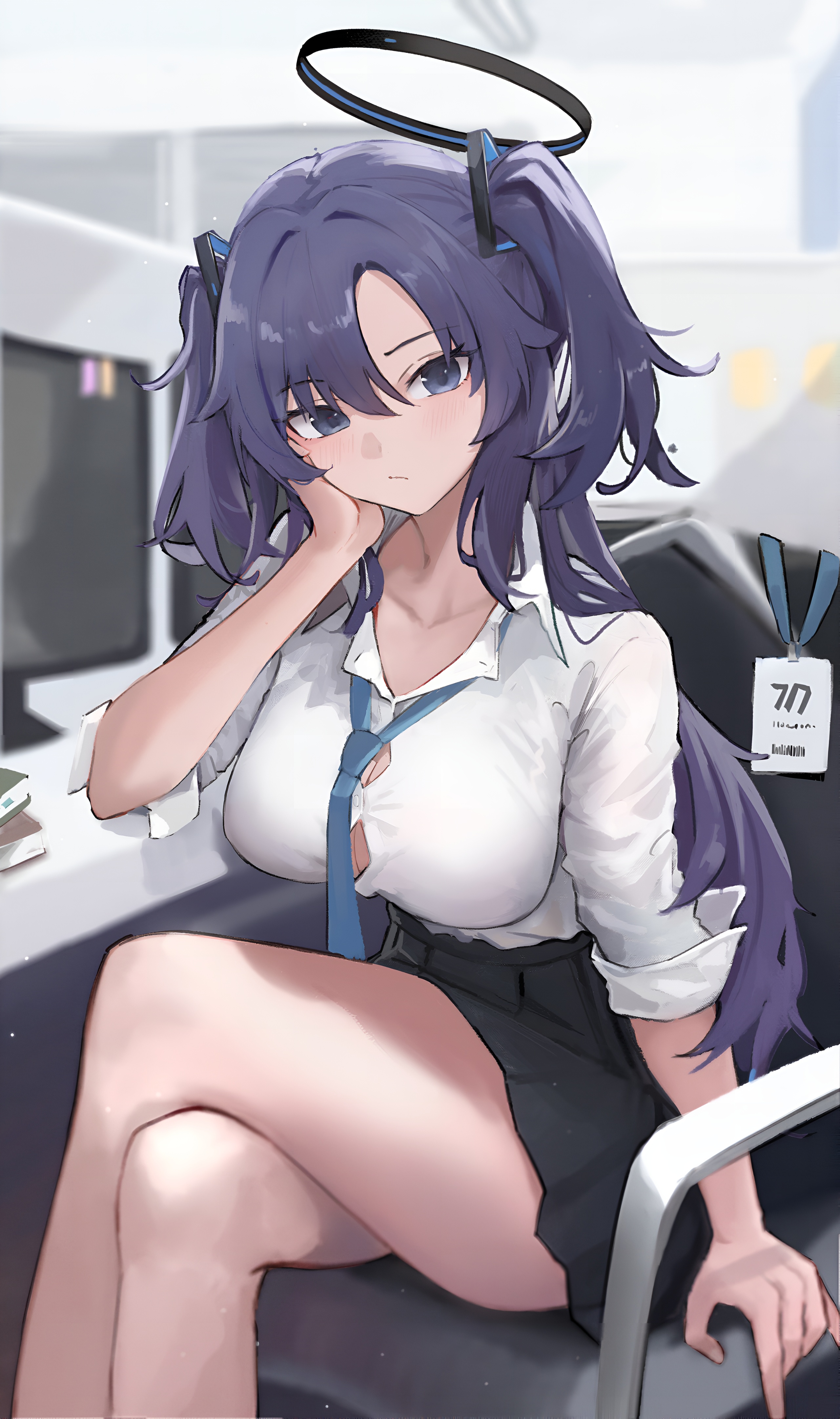 Hayase Yuuka Blue Archive Office Wallpaper