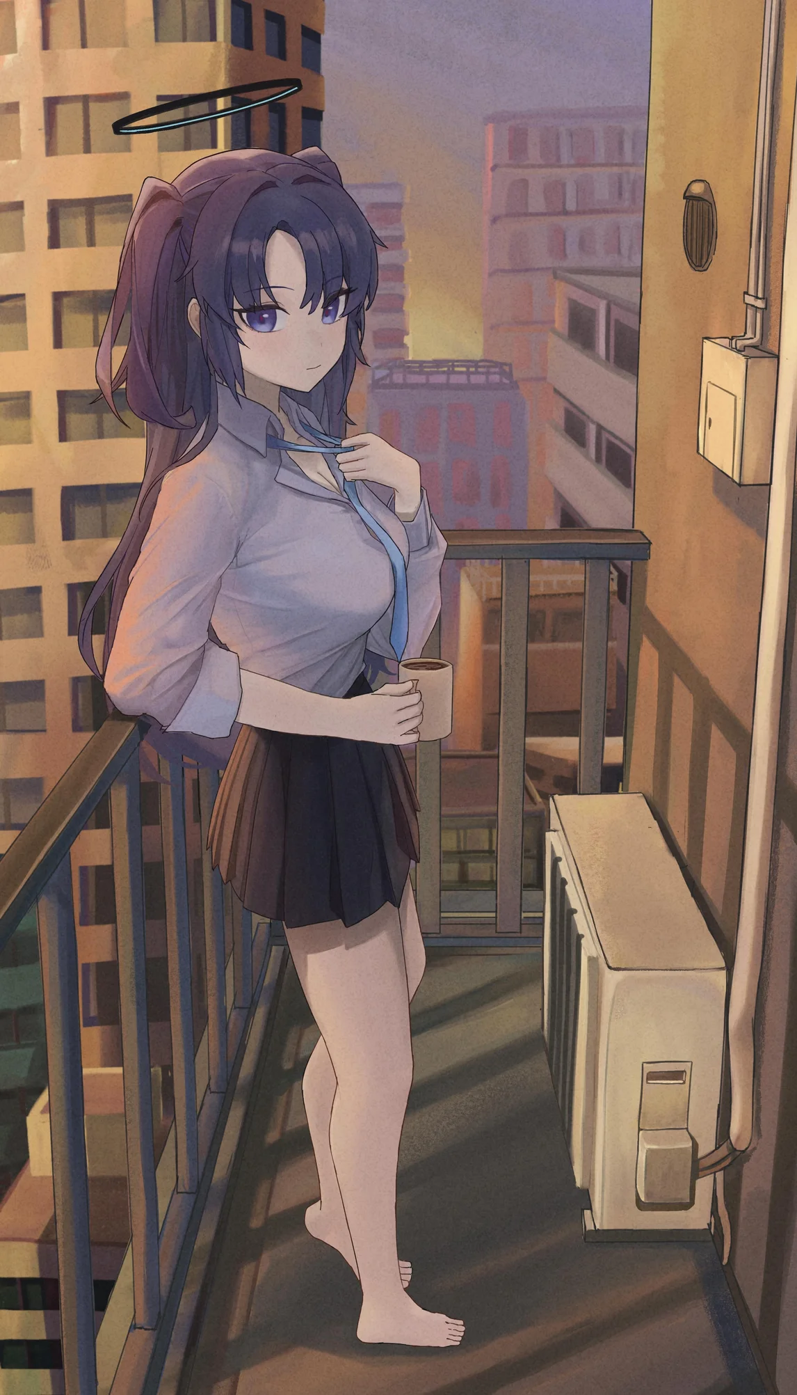 Hayase Yuuka Blue Archive Balcony Wallpaper