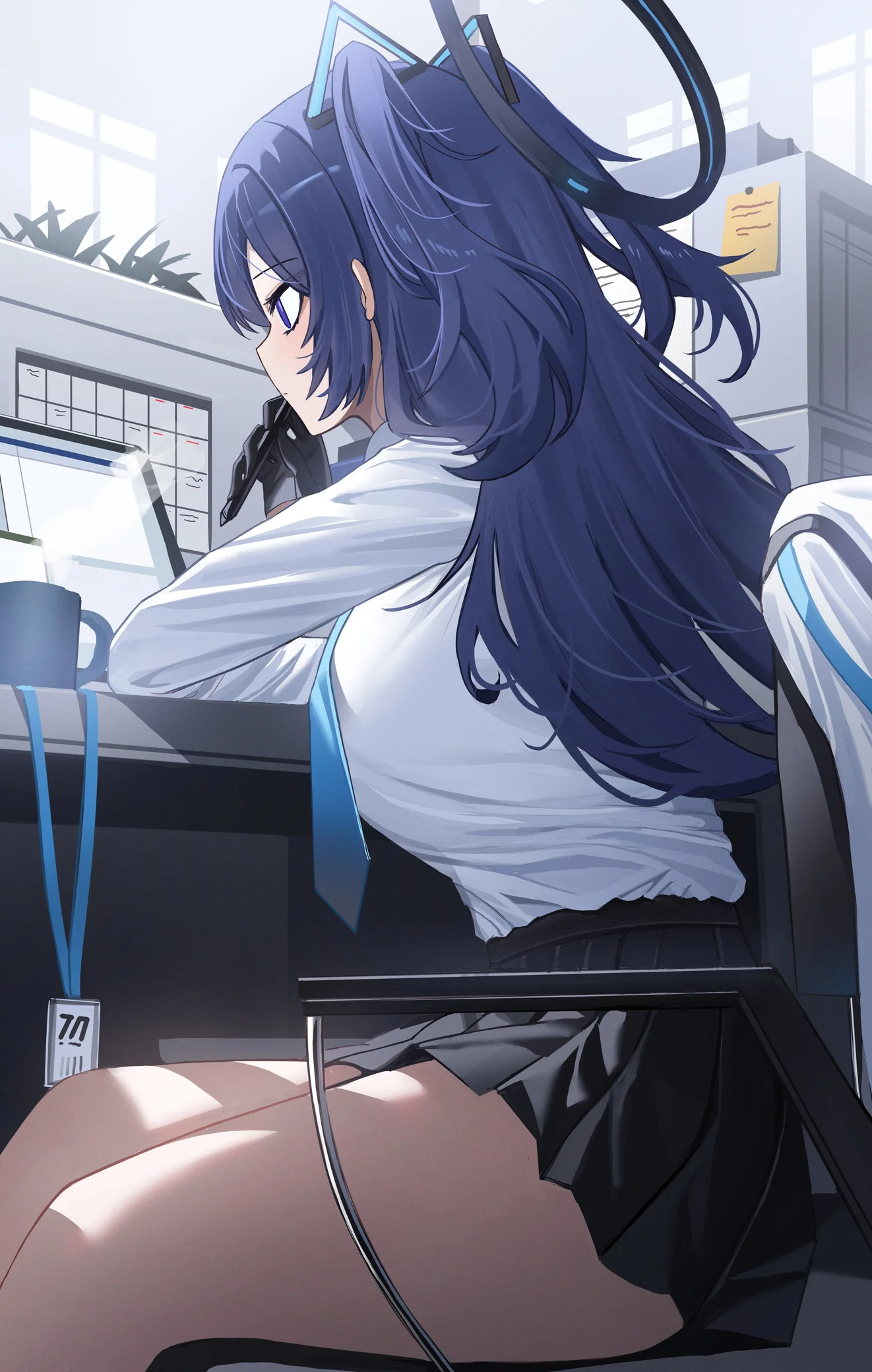 Hayase Yuuka Blue Archive Office Wallpaper