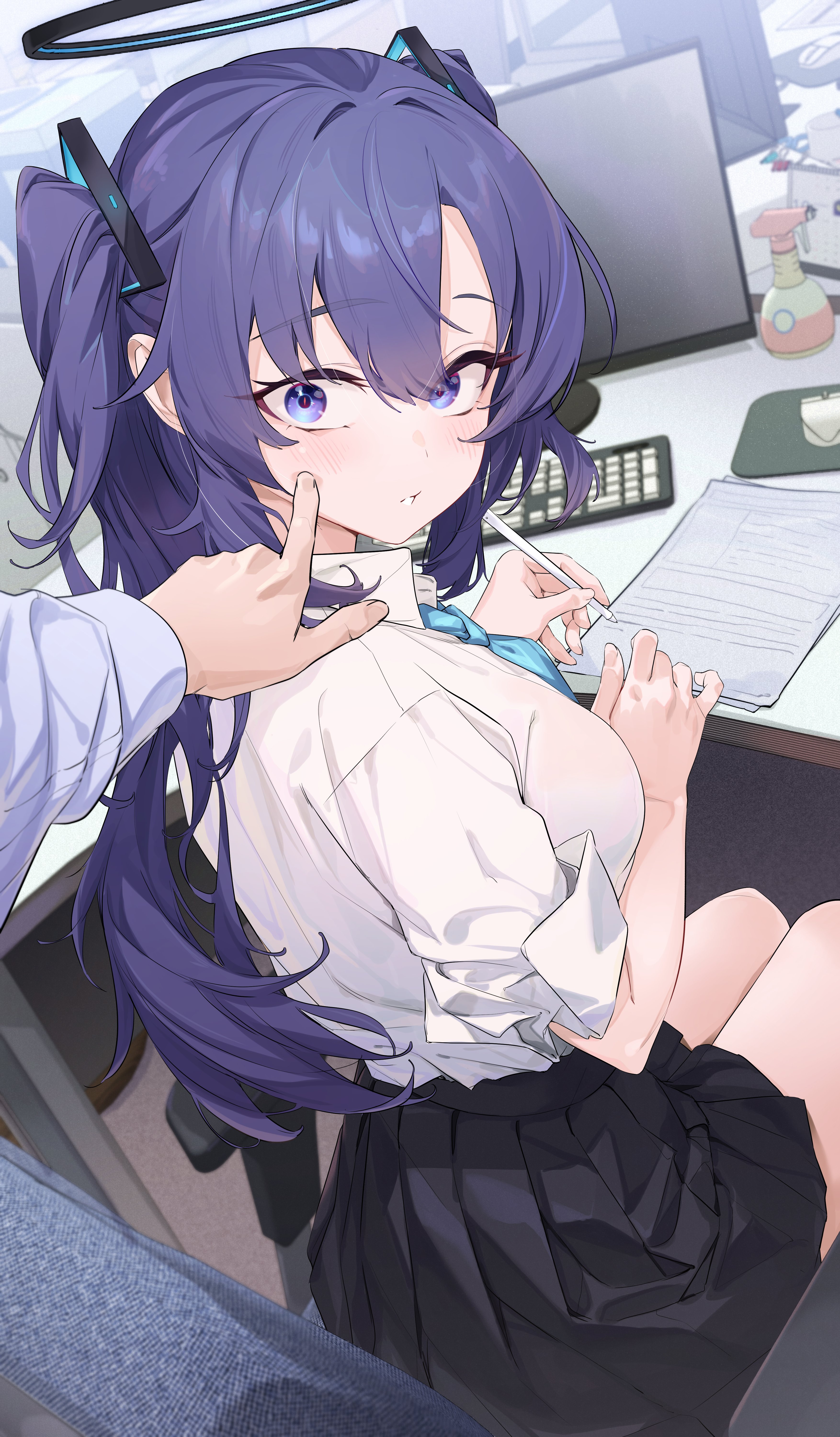Hayase Yuuka Blue Archive Office Wallpaper