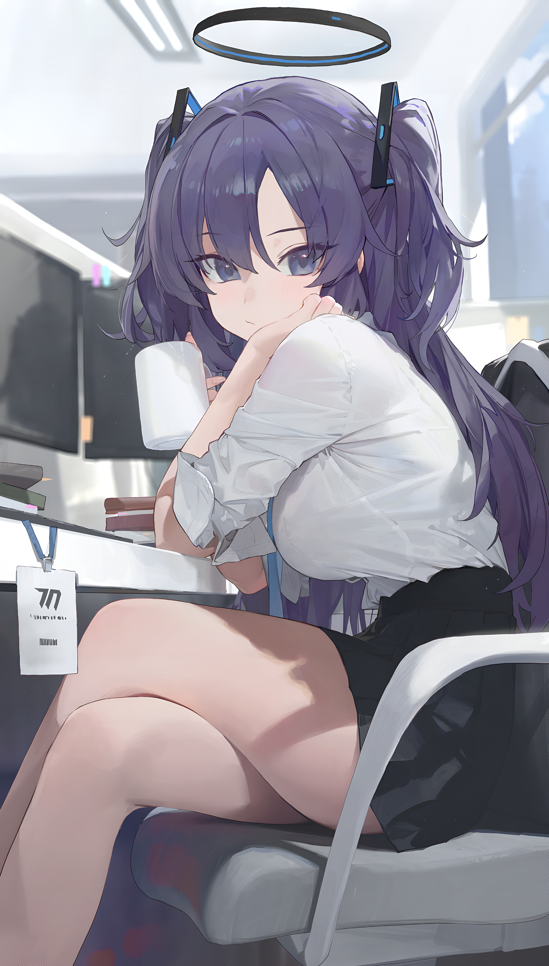 Hayase Yuuka Blue Archive Office Wallpaper