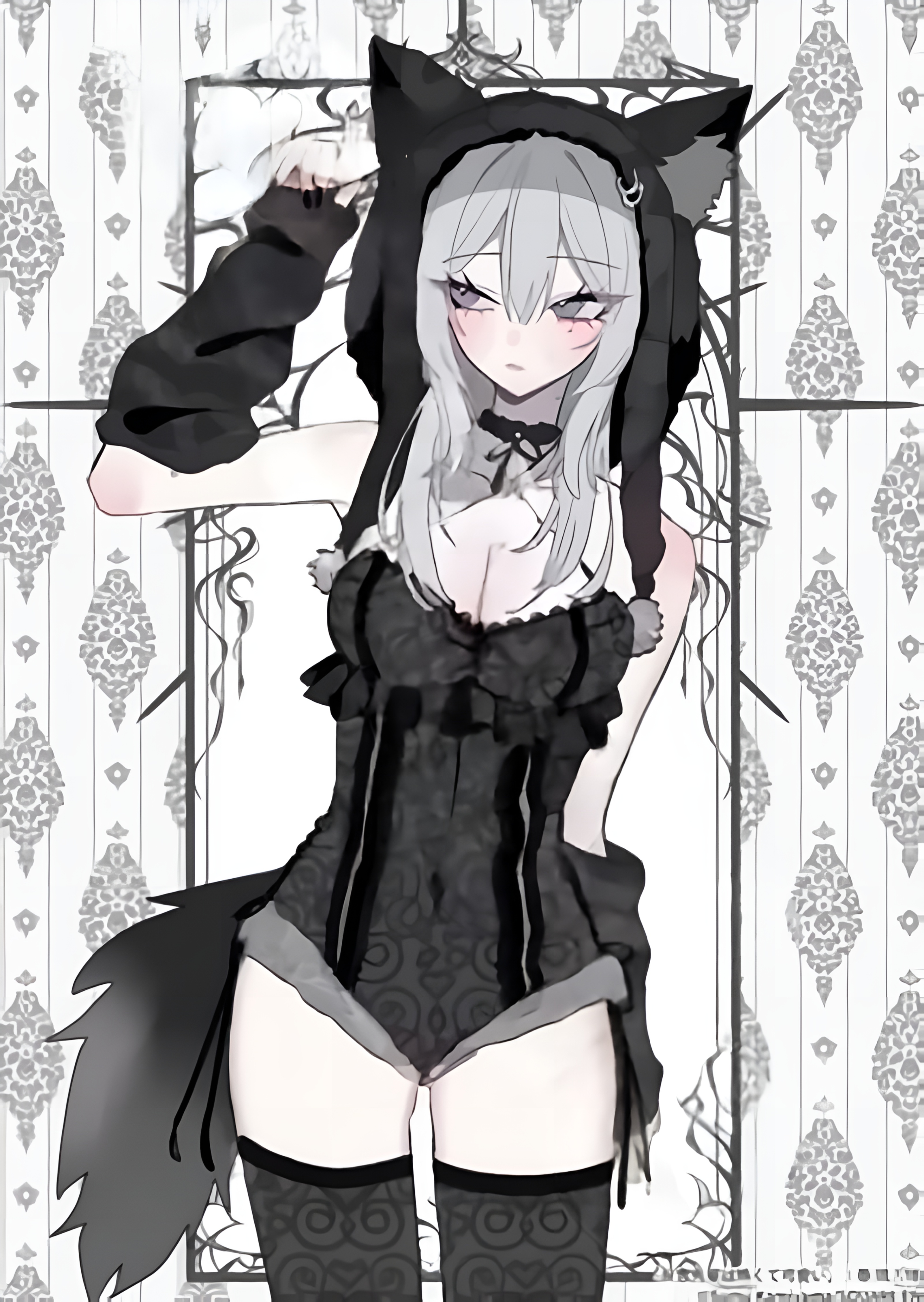 Haimiya Mio Gothic Wolf Girl 4K Wallpaper