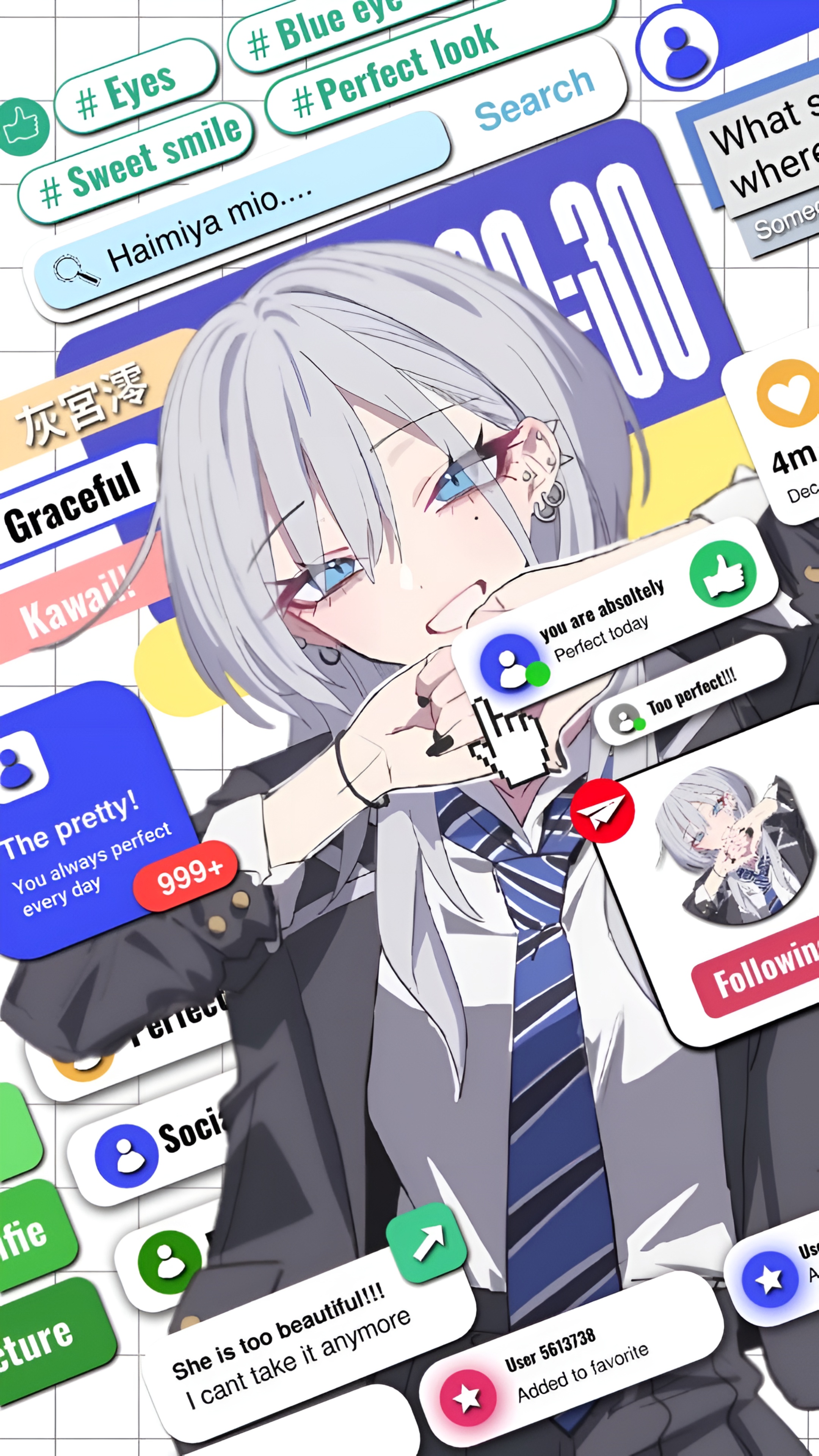 Haimiya Mio Social Media Aesthetic Anime Wallpaper