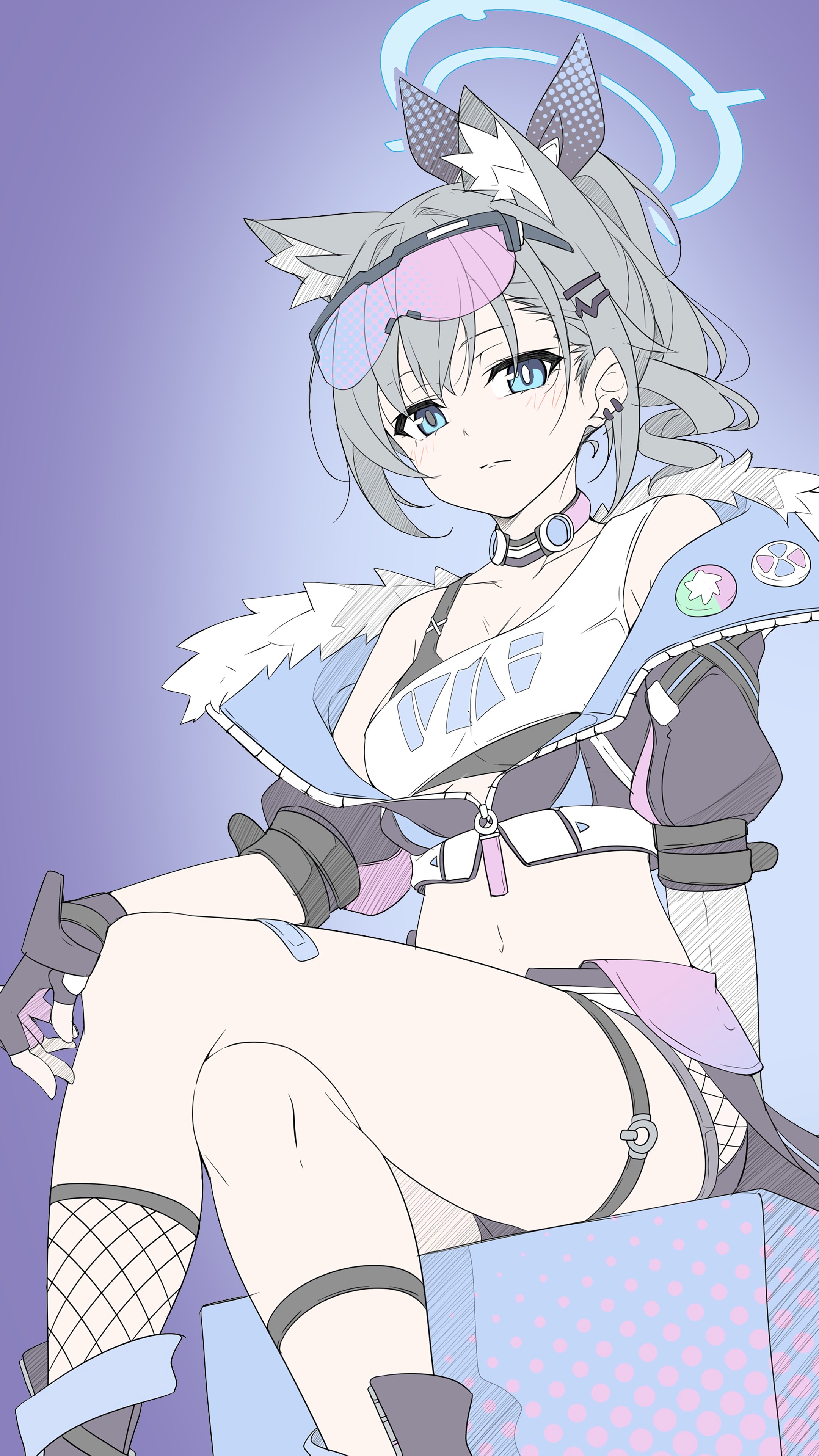 Shiroko Sunaookami Silver Wolf Outfit Wallpaper