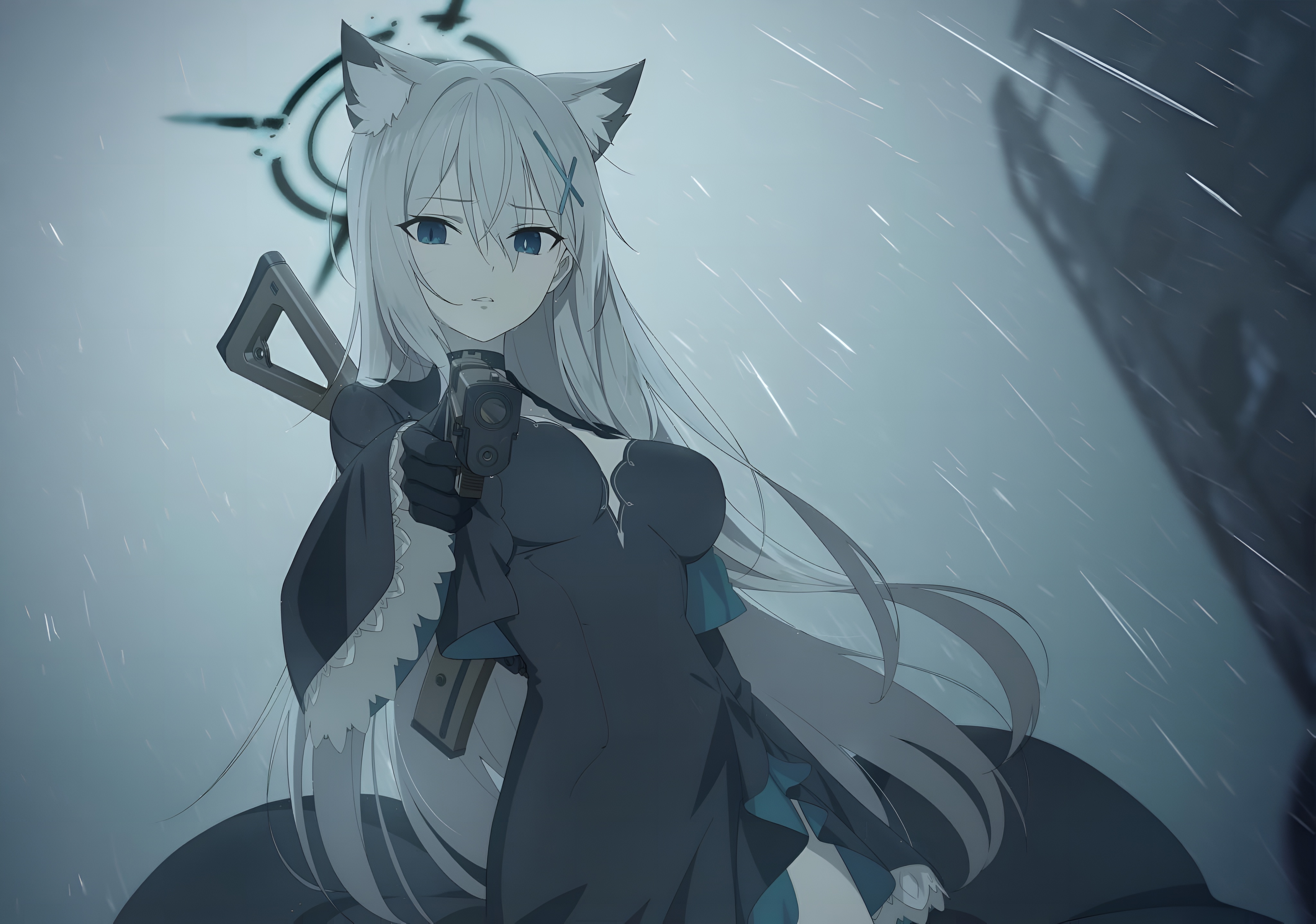 Shiroko Sunaookami Rain Wallpaper Blue Archive 4K