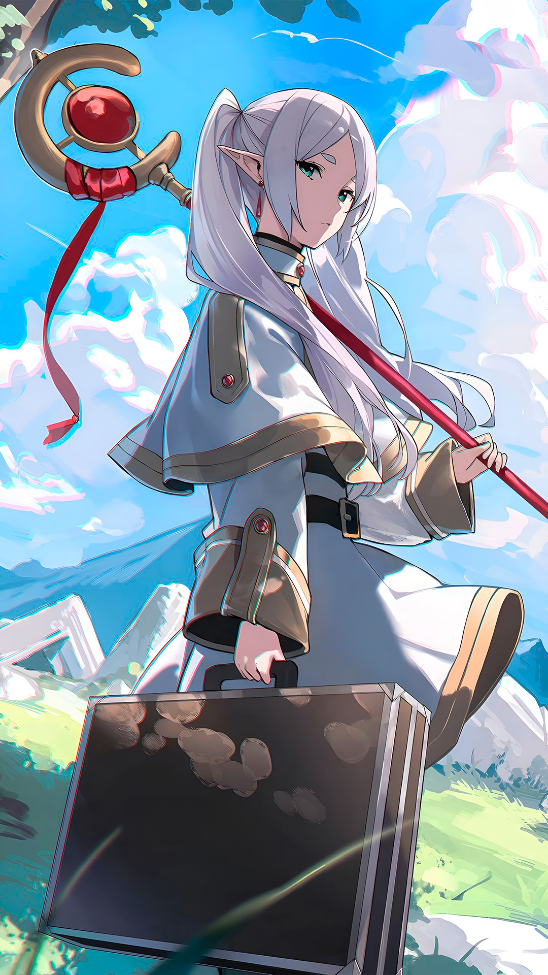 Frieren Himmel-Abenteuer Handy-Wallpaper 4K