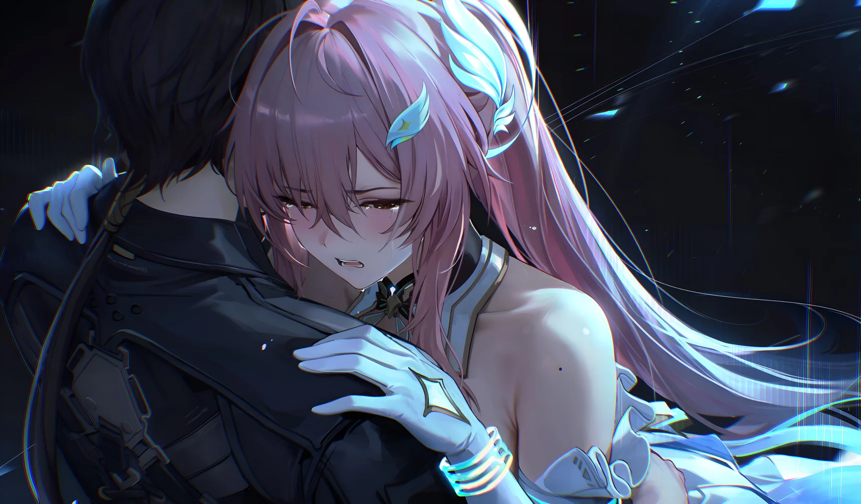 Aemeath & Male Rover Emotional Embrace Wallpaper