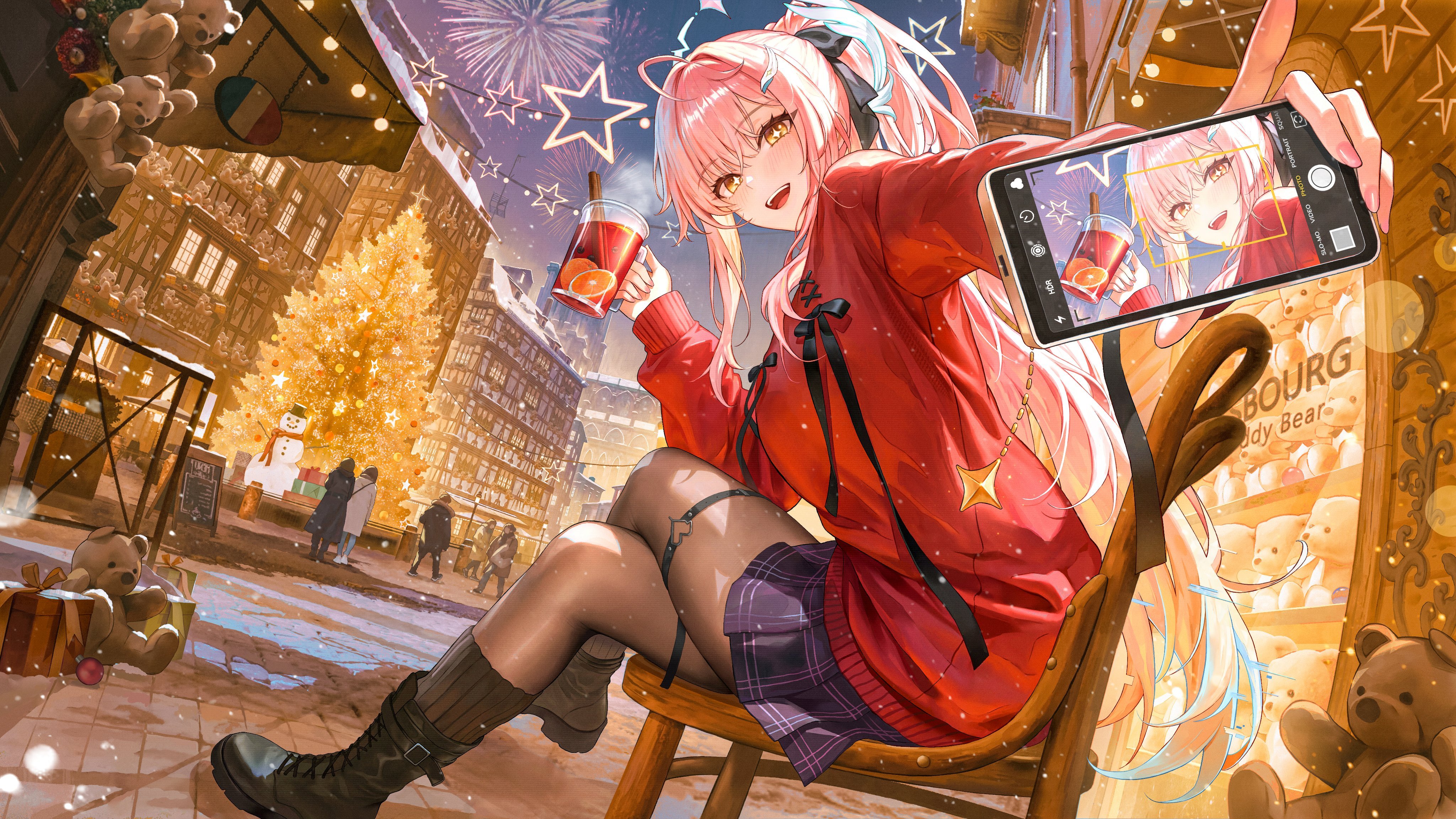 Aemeath Wuthering Waves Christmas Market Wallpaper