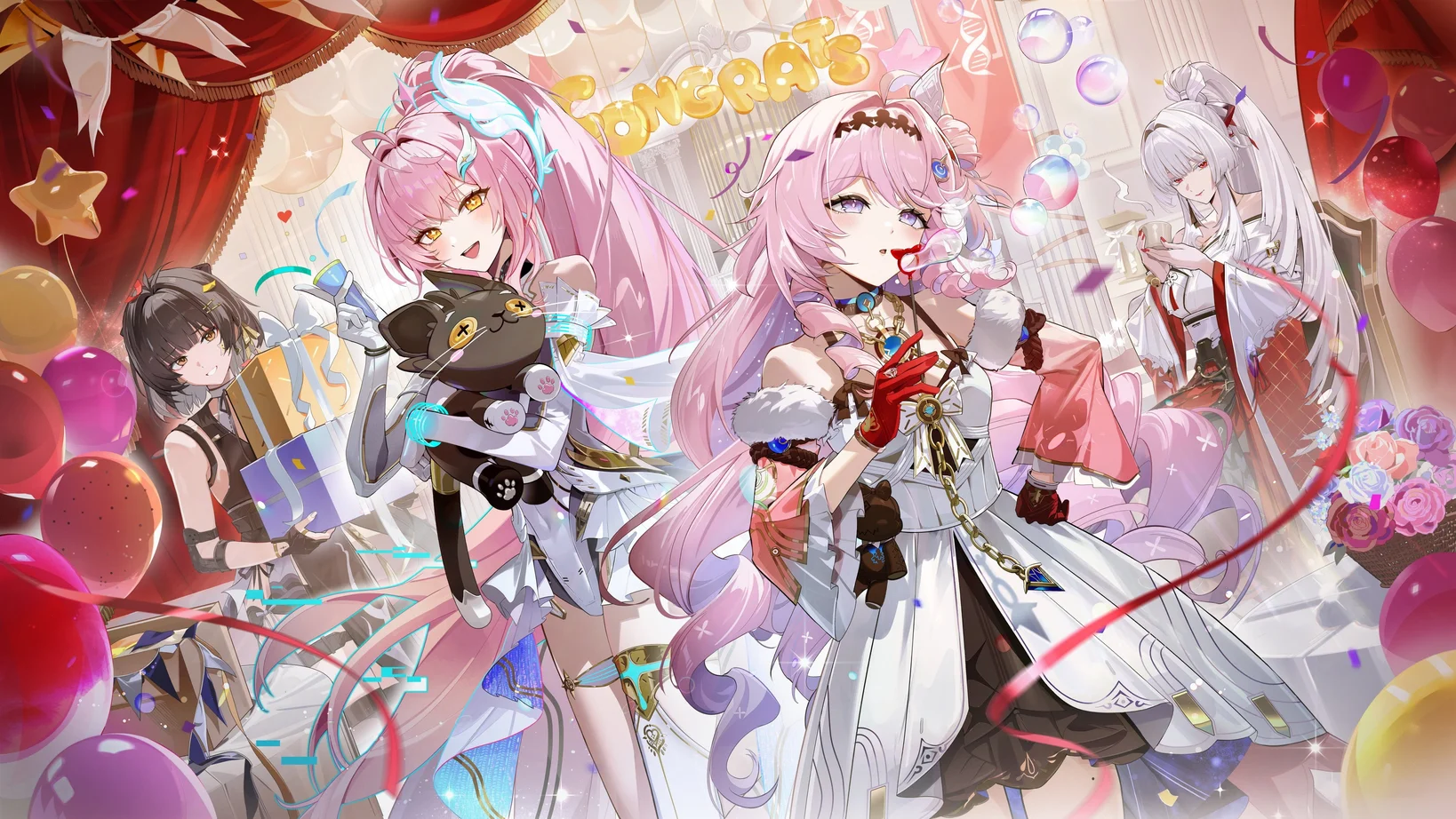 Wuthering Waves Celebration Wallpaper – Aemeath, Denia, Hiyuki & Female Rover