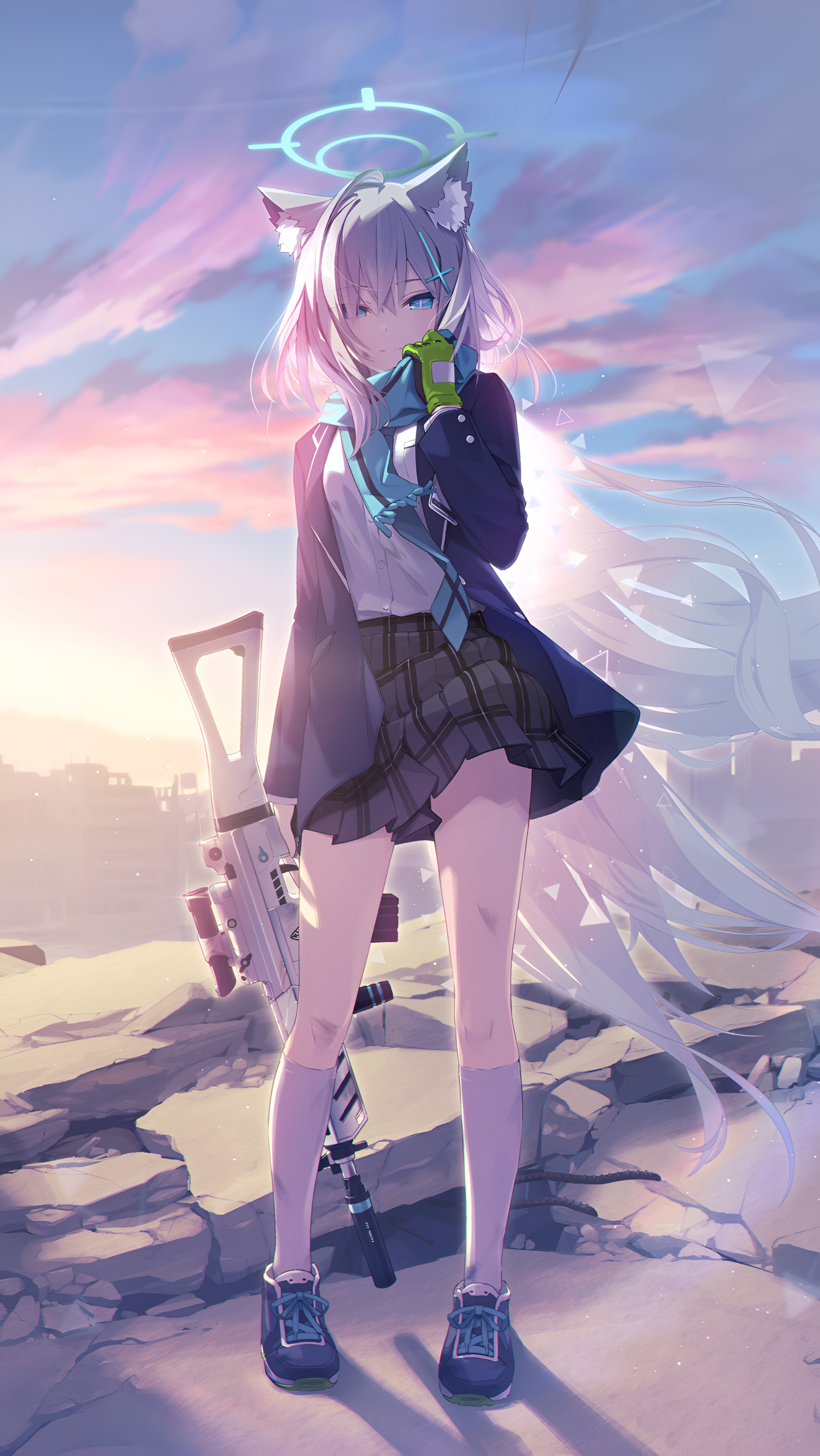 Shiroko Sunaookami Blue Archive 4K Wallpaper
