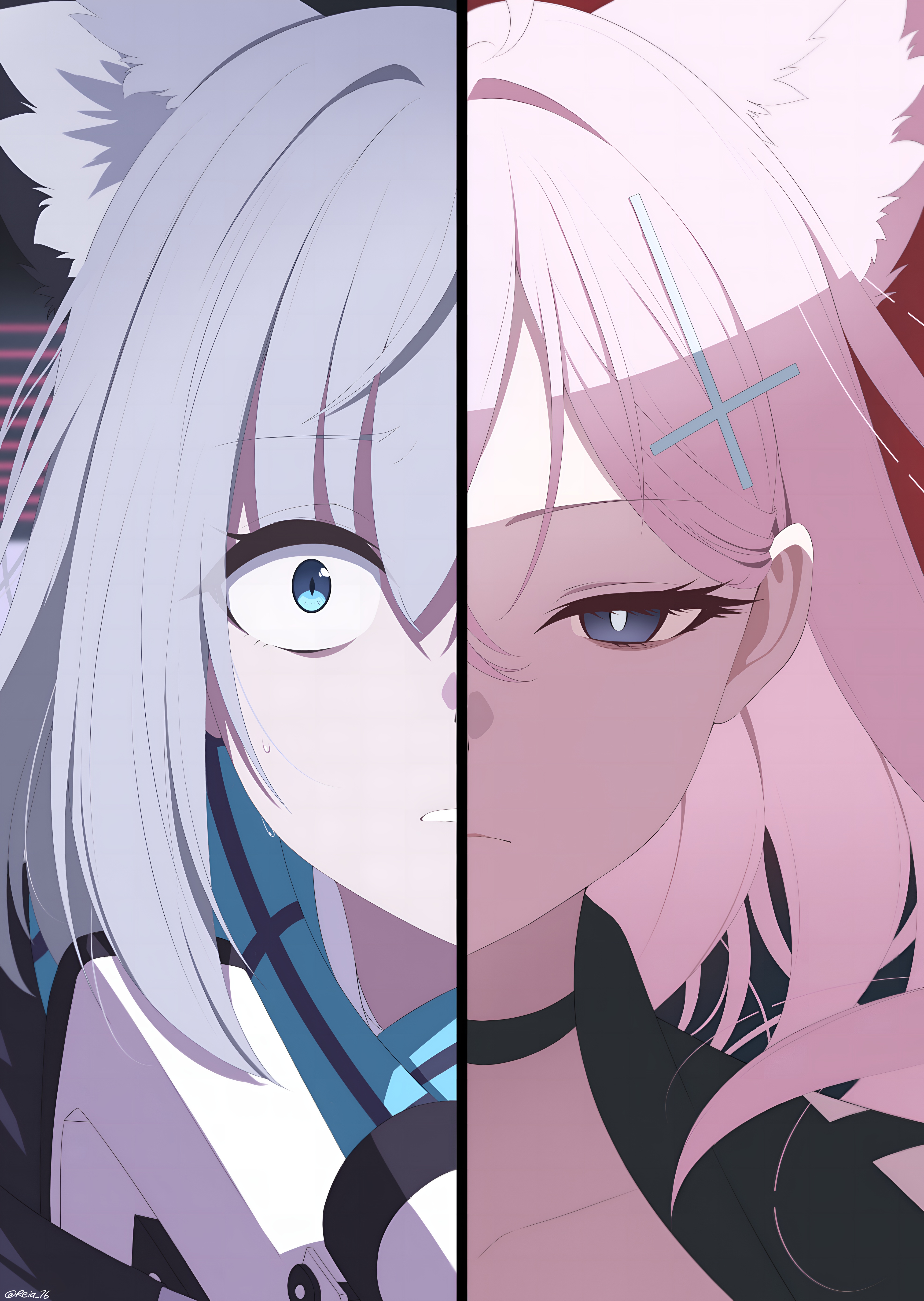 Shiroko Sunaookami Dual Face 4K Wallpaper