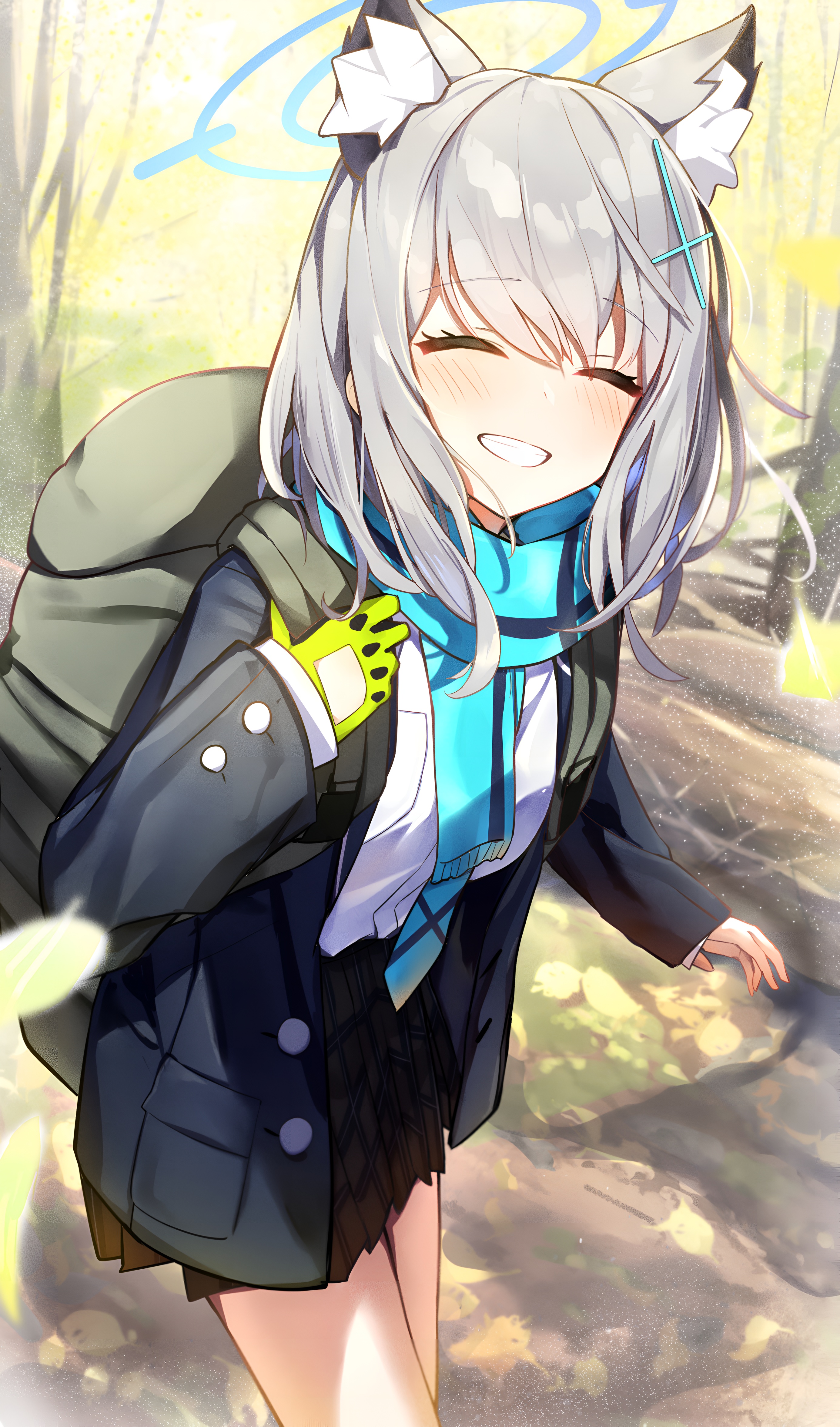 Shiroko Sunaookami Autumn Walk 4K Wallpaper