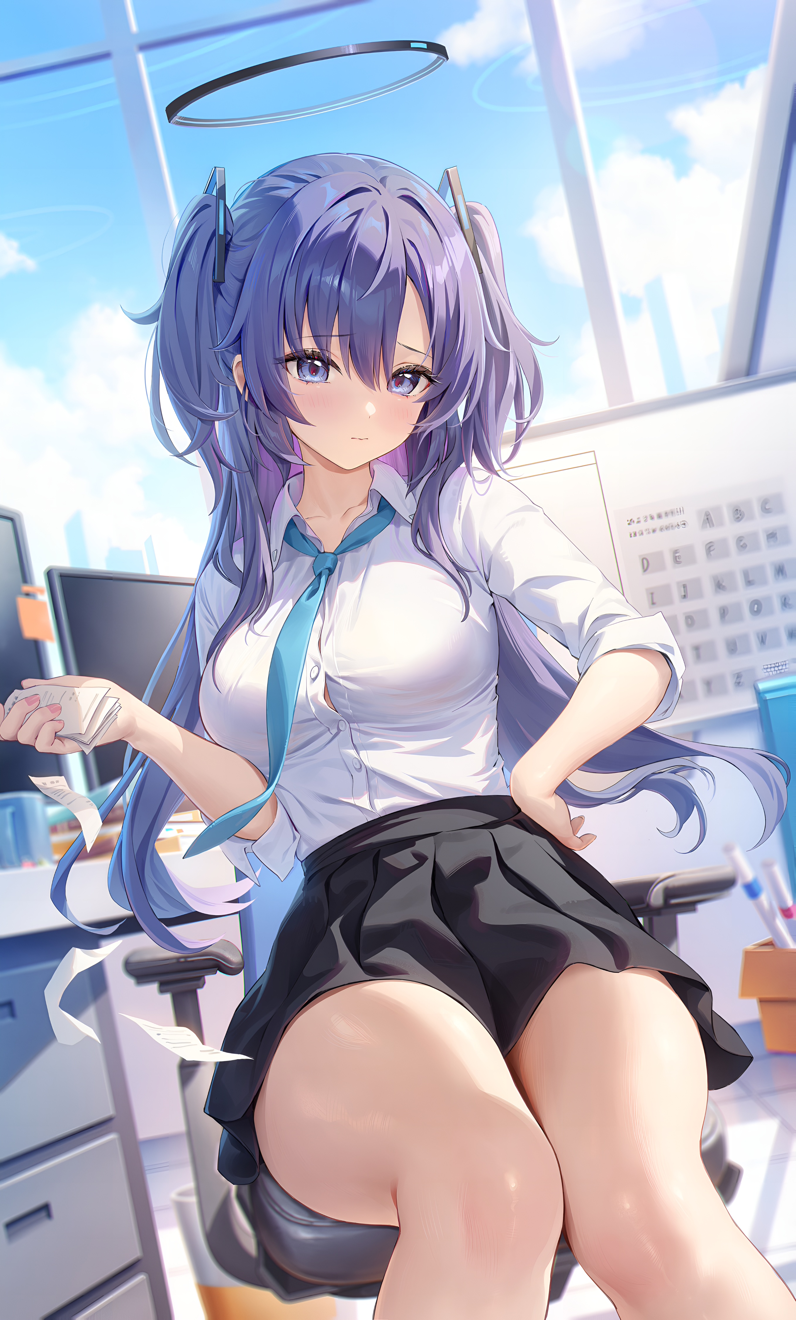 Hayase Yuuka Blue Archive Office Wallpaper