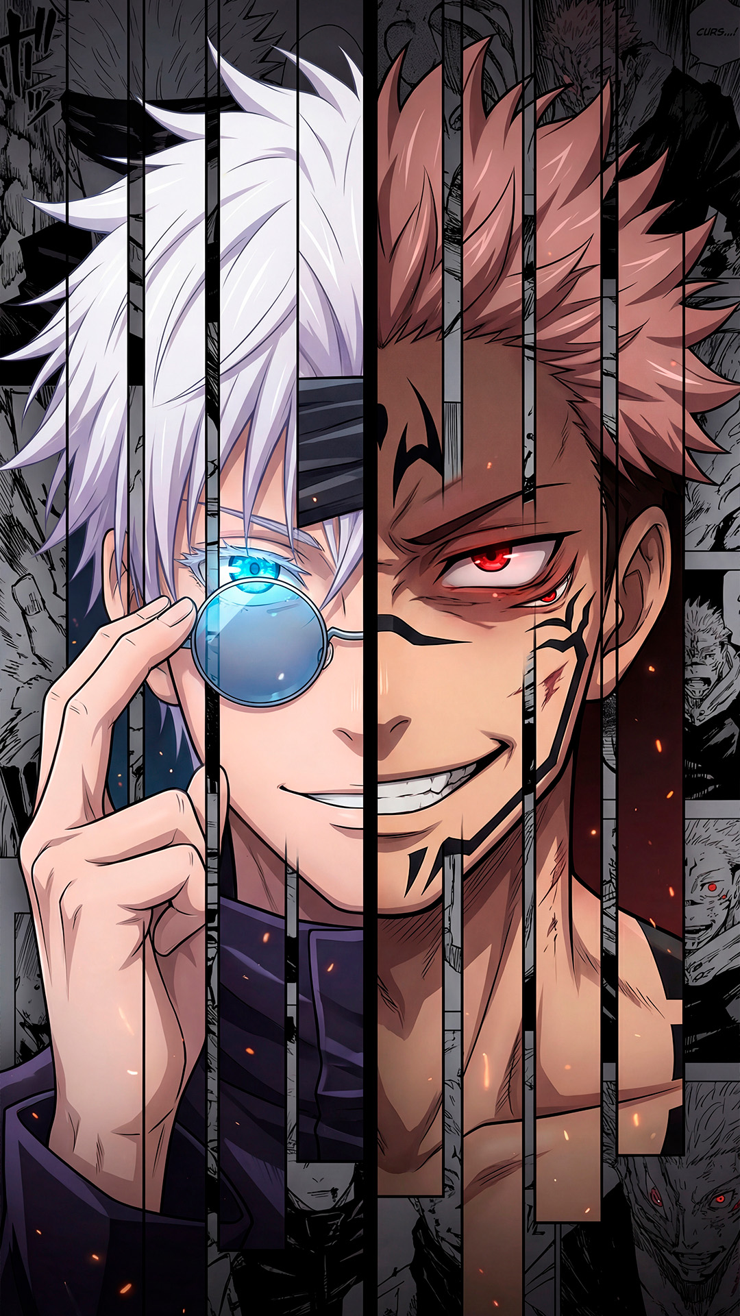 Gojo vs Sukuna Uso Uliogawanyika Mandhari ya 4K