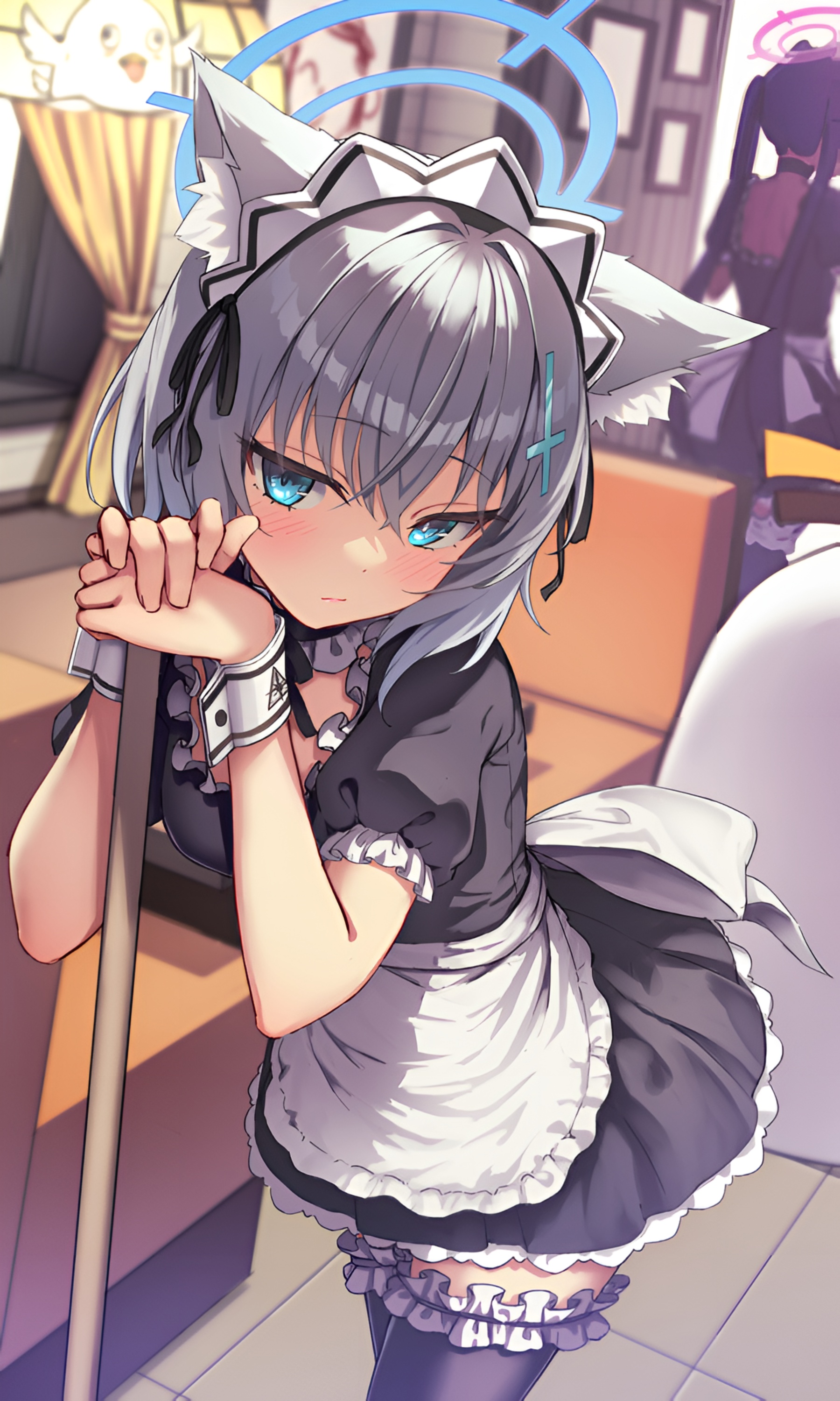 Shiroko Sunaookami Maid Wallpaper Blue Archive 4K