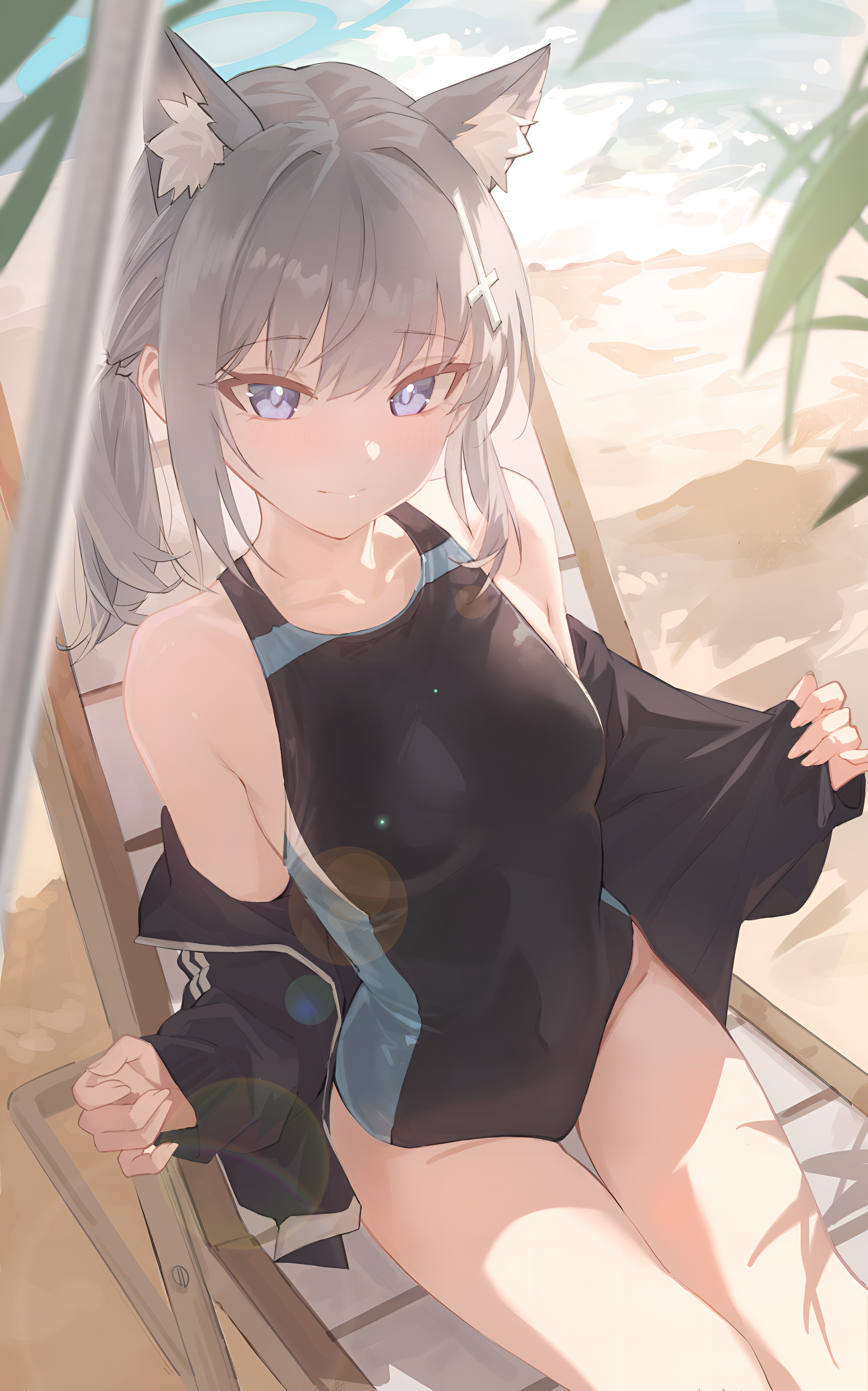 Shiroko Sunaookami Beach Wallpaper Blue Archive
