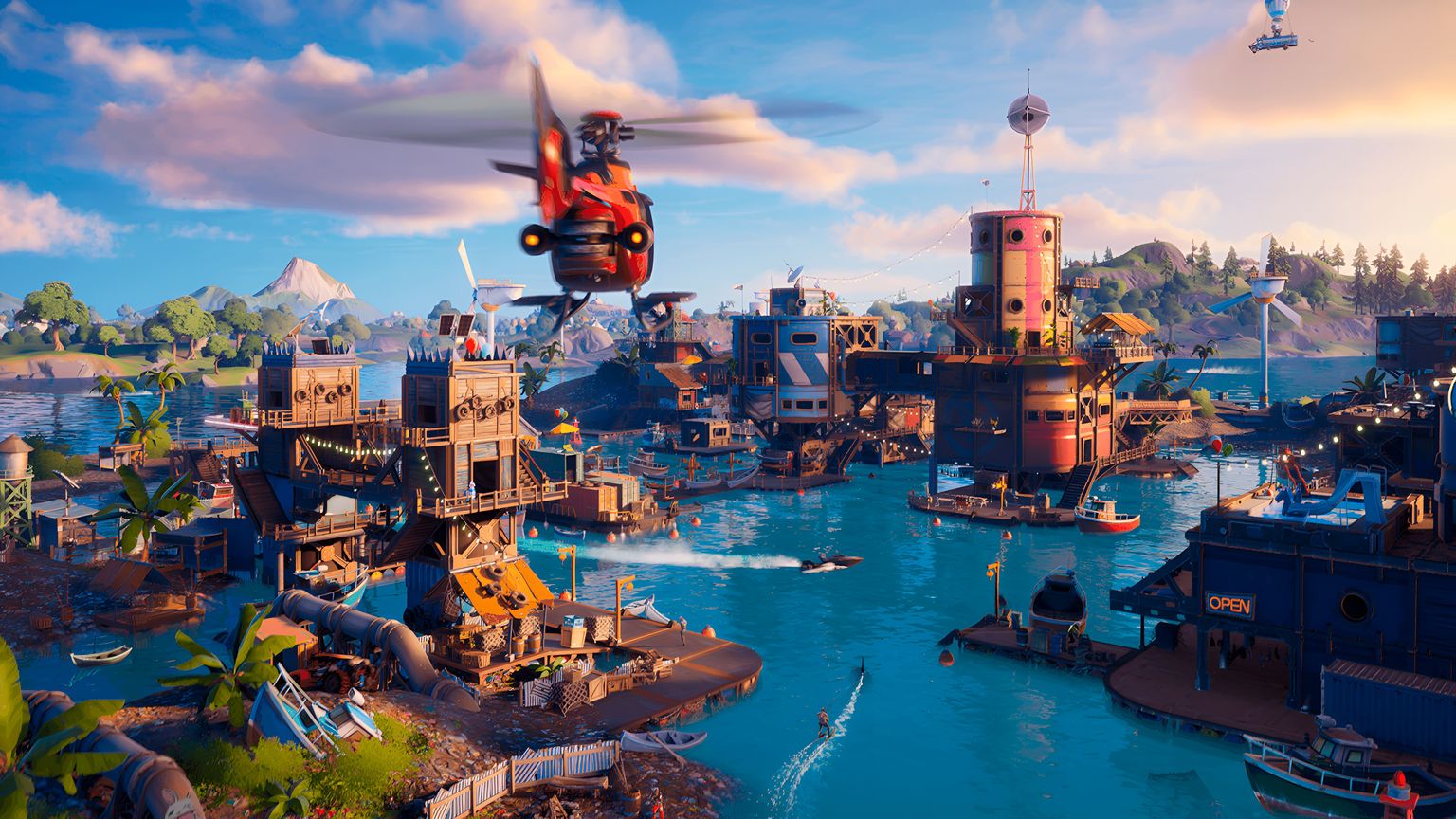 Fortnite Lazy Lake Harbor 4K Wallpaper