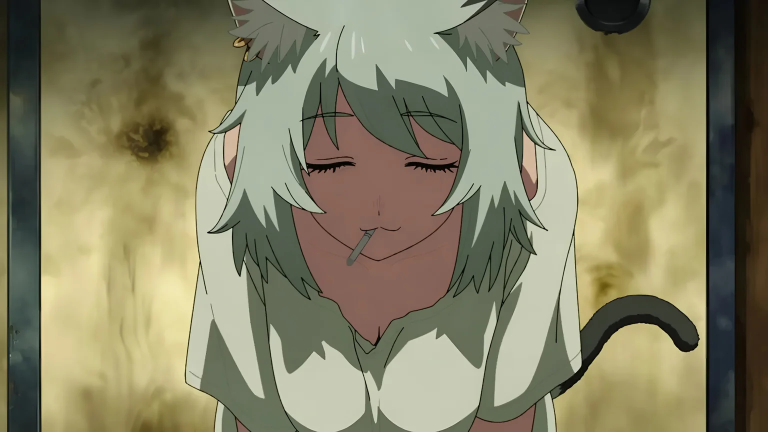Yaniko Chainsmoker Cat Anime Wallpaper 4K