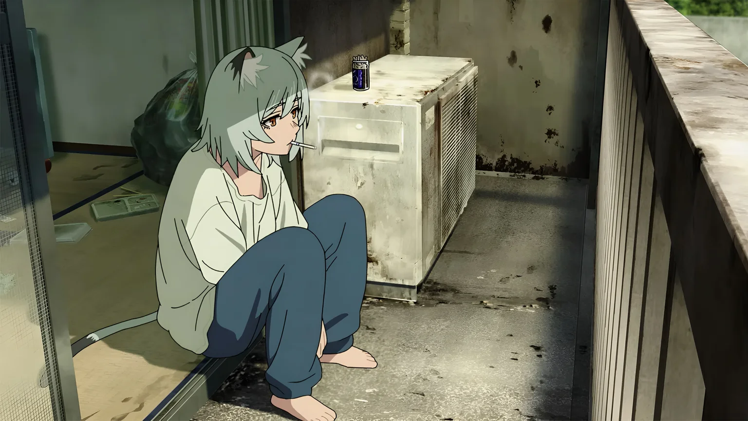 Yaniko Chainsmoker Cat Anime 4K Wallpaper
