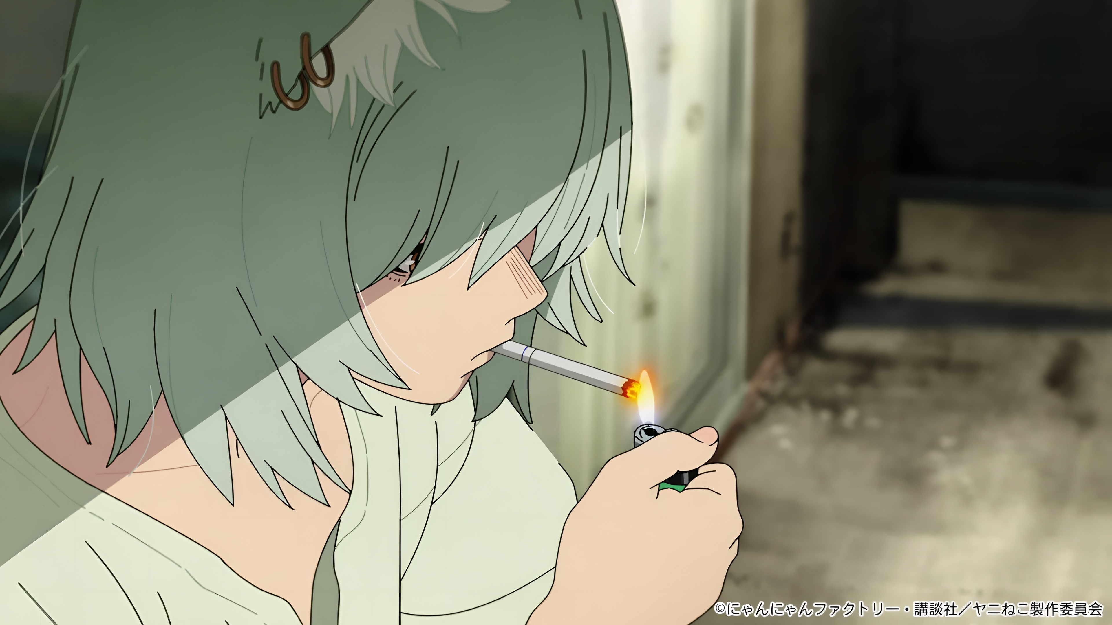 Yaniko Chainsmoker Cat Anime 4K Wallpaper