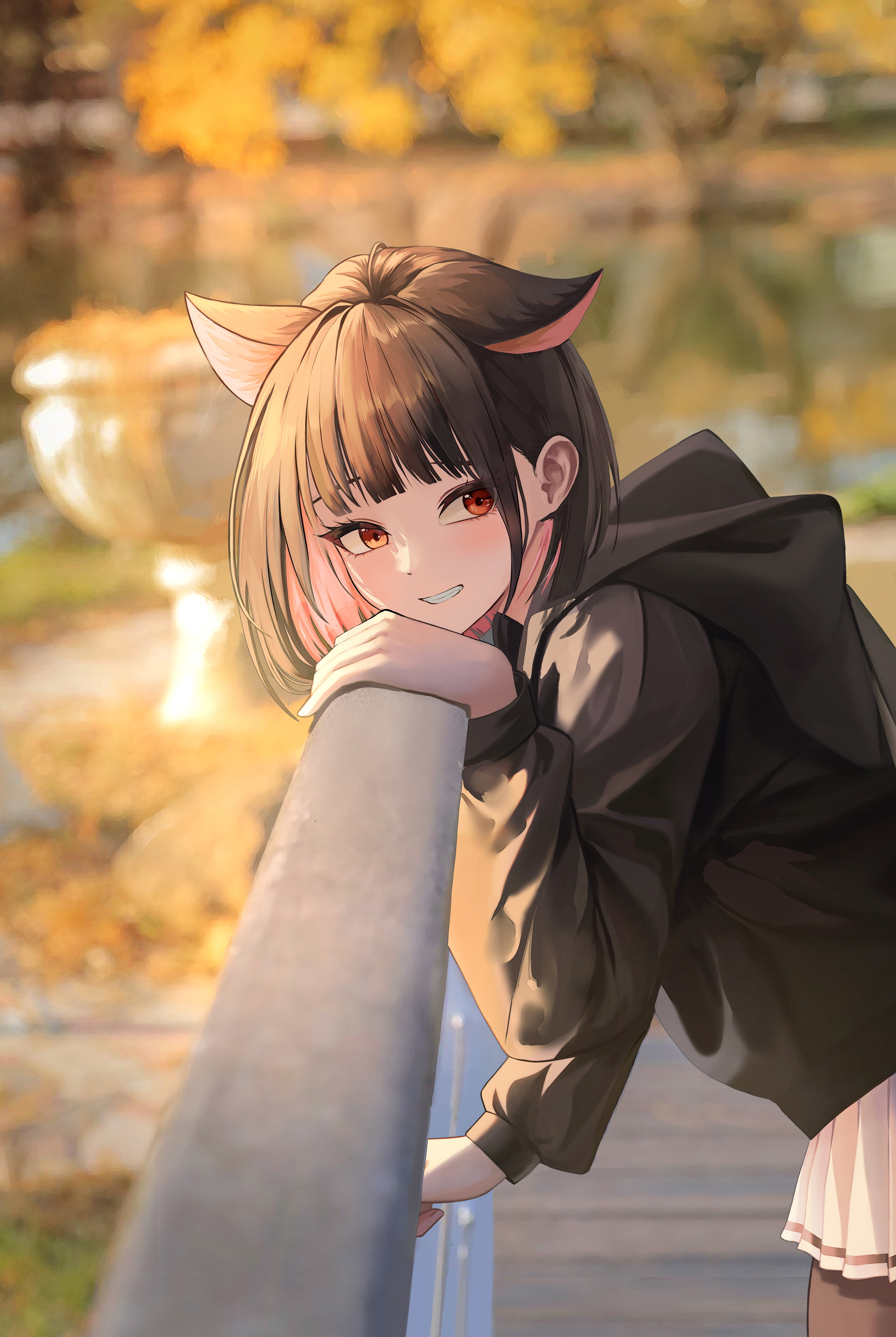 Kyouyama Kazusa Autumn Park Wallpaper Blue Archive