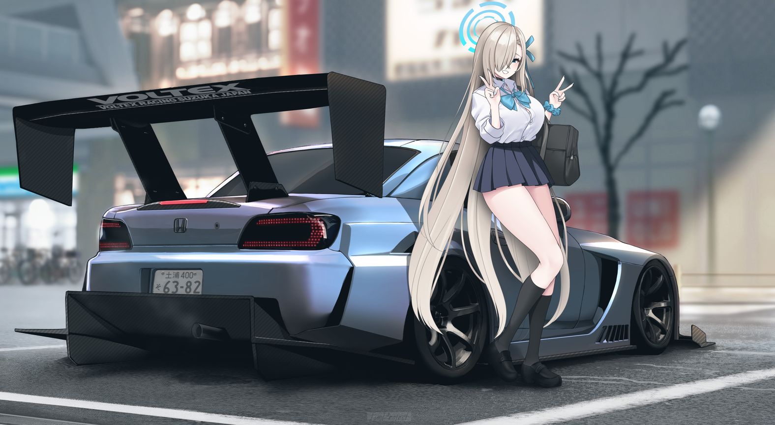Blue Archive Asuna with Honda S2000 Wallpaper