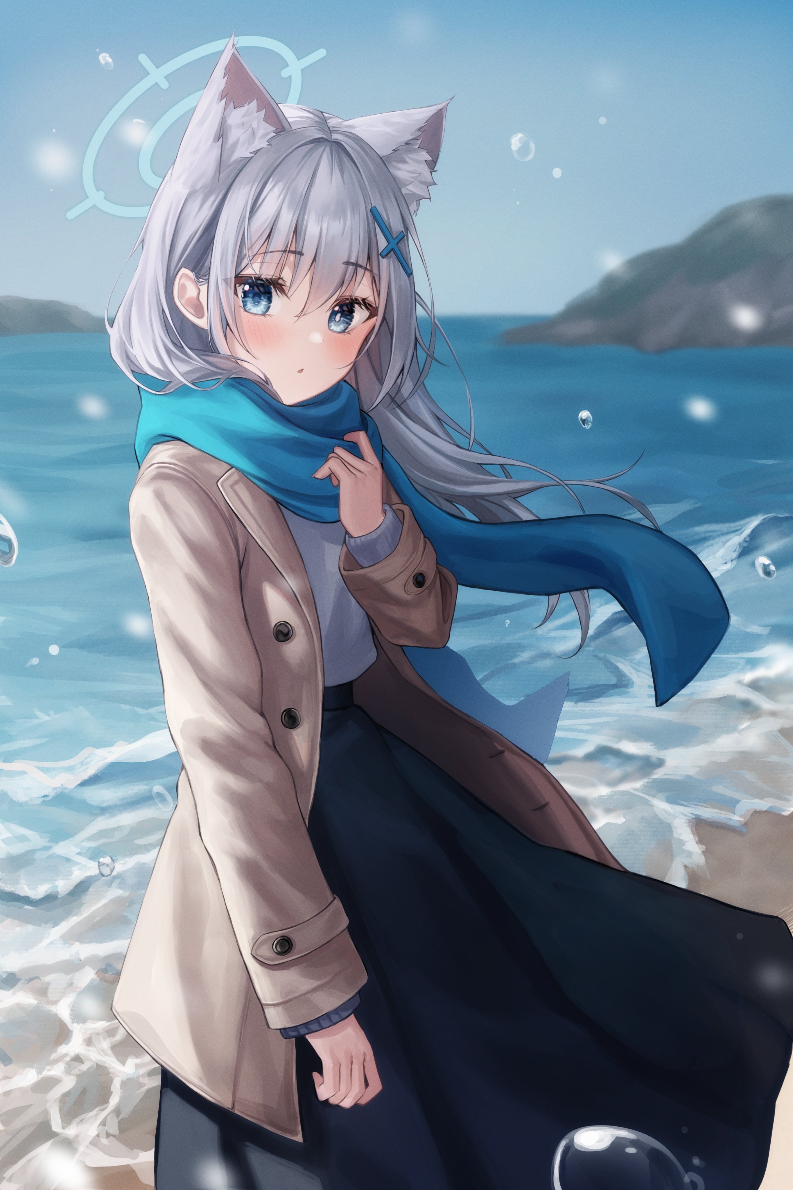 Shiroko Sunaookami Beach Wallpaper Blue Archive 4K