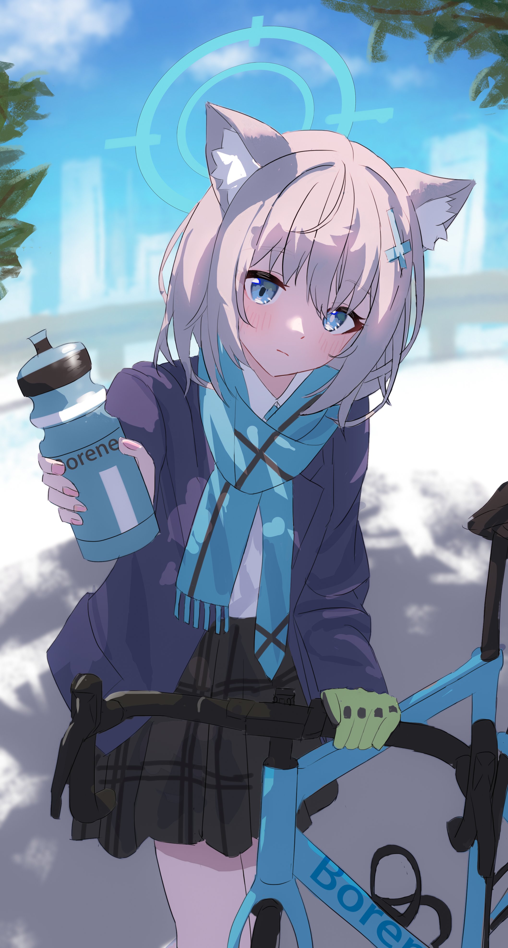 Shiroko Sunaookami Cycling Wallpaper Blue Archive 4K