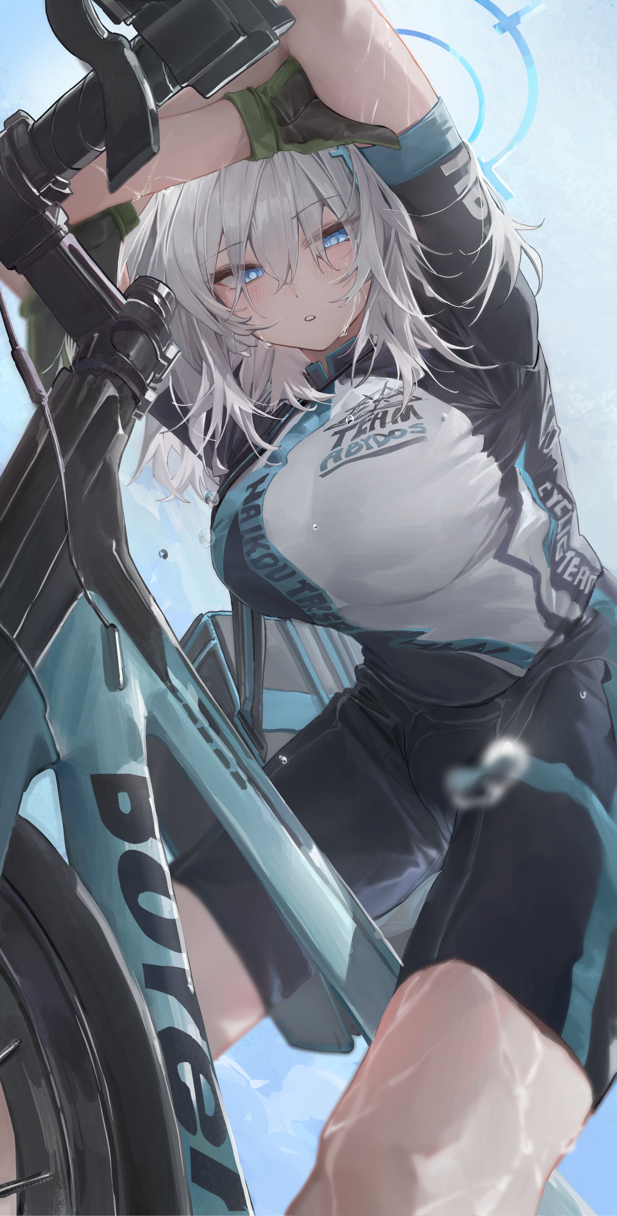 Shiroko Sunaookami Cycling Wallpaper Blue Archive 4K